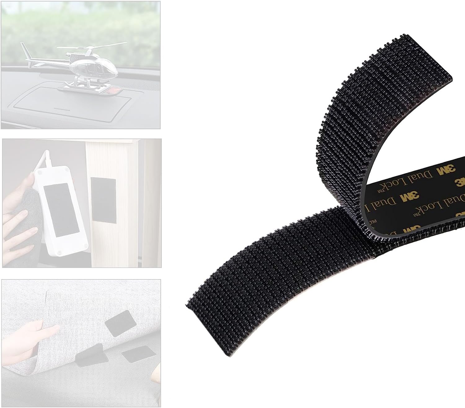Azonee 3M Dual Lock Reclosable Fasteners Heavy Duty Hook and Loop with Adhesive Black Fastener for Indoor Outdoor Use Car Home Office Supplies 25.4mm*1m