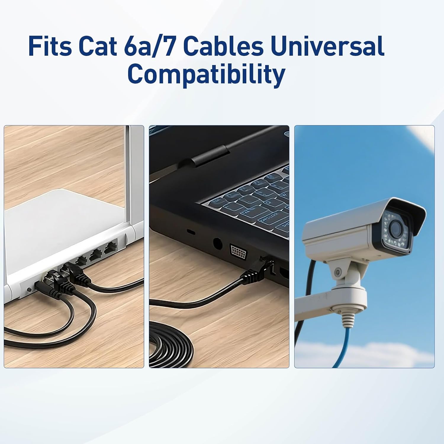 RJ45 Connectors, Ethernet Connector CAT6A, and CAT7 RJ45 Pass Through Connectors & Strain Relief Boots 50-Pack (50 Connectors + 50 Boots) - Black