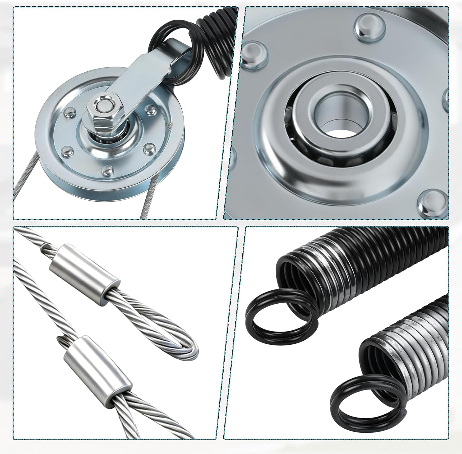 Garage Door Double-Loop Extension Spring Replacement Kit for 7 Feet Garage Door, 110LB Springs + 3-Inch Pulleys + 2Pcs Extension Cables, Heavy-Duty Garage Door Hardware Accessories