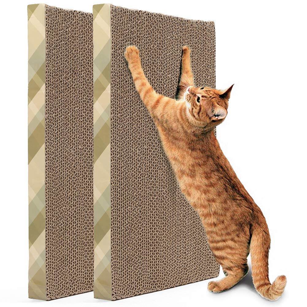 PrimePets XL Wide Cat Scratcher Cardboard, 2 Pack, Cat Scratching Pads, Corrugated Cat Scratch Board, Large Reversible Refill Sofa Bed Lounge, Catnip Included