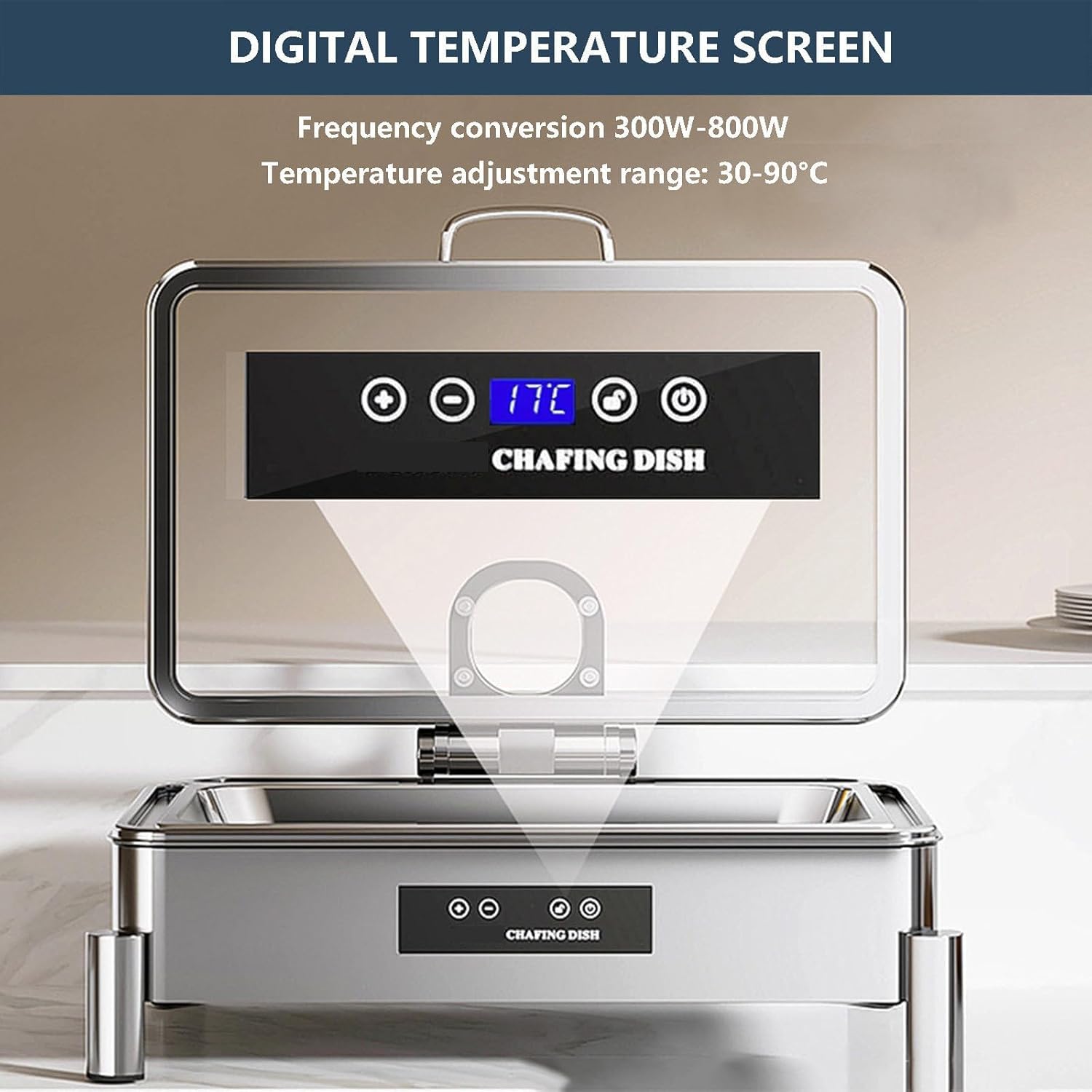 9L Scaldavivande Elettrico per Buffet, Chafing Dish Elettrico Professionale, Scaldavivande Elettrico Professionale con Regolazione Intelligente della Temperatura, per Buffet, Feste e Banchetti