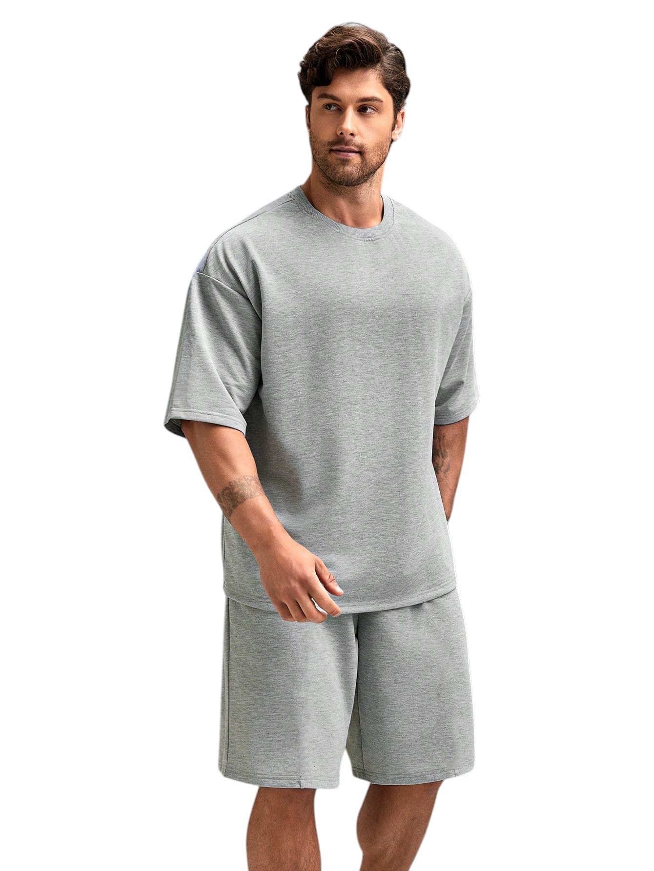 dockstreet Men’s Oversized Co-ord Set Trending casual wear/Comfortable Lounge wear set with oversized T-shirt and Shorts-picture-40