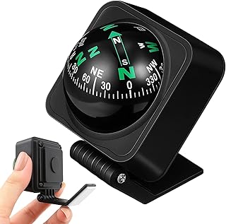 Car Compass Dashboard, 2 Pack ABS and Acrylic Ball Compass, High Precision Direction Guide for Cars and Boats, Easy Installation Dashboard for Outdoor Activities and Road Trips