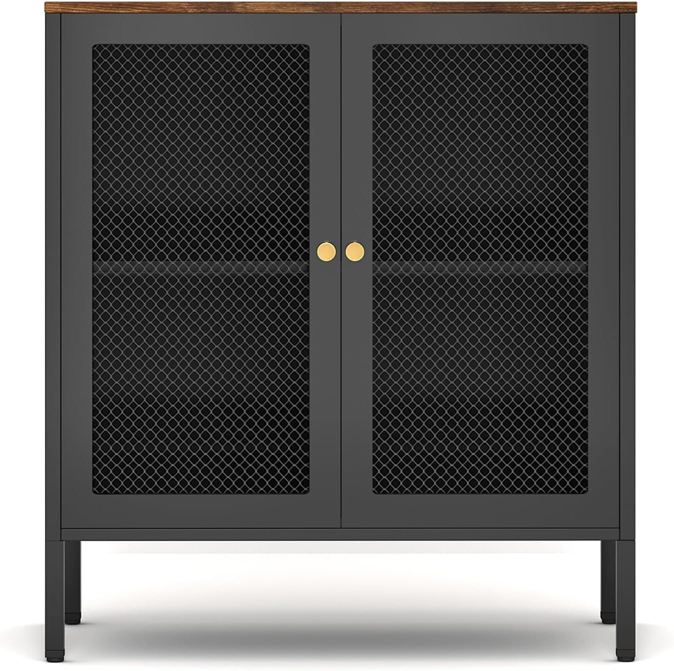 Metal Steel Storage File Cabinet Locker with Magnetic Grid Doors Adjustable Shelf for Home Office Black One Size