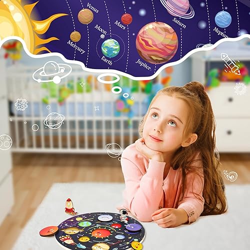 Miniatura 2 de Upgrated - Rompecabezas de sistema solar, juguetes para niños de 3 a 6 años, juguetes espaciales de madera, planetas para niños, actividades de