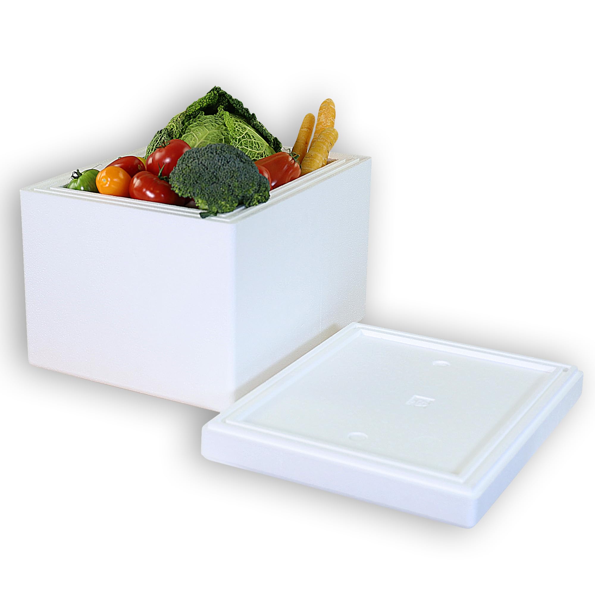 4 Thermoboxen Styropor 19,7 Liter mit Deckel - Kühlbox Styropor - Wiederverwendbarer Isolierbehälter/Transportbox | Große Styropor Kühlbox