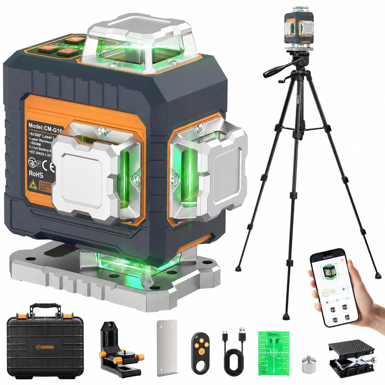 CIGMAN Laser Level - 4x 360° Self Leveling -9 CIGMAN Laser Level - 4x 360° Self Leveling -9