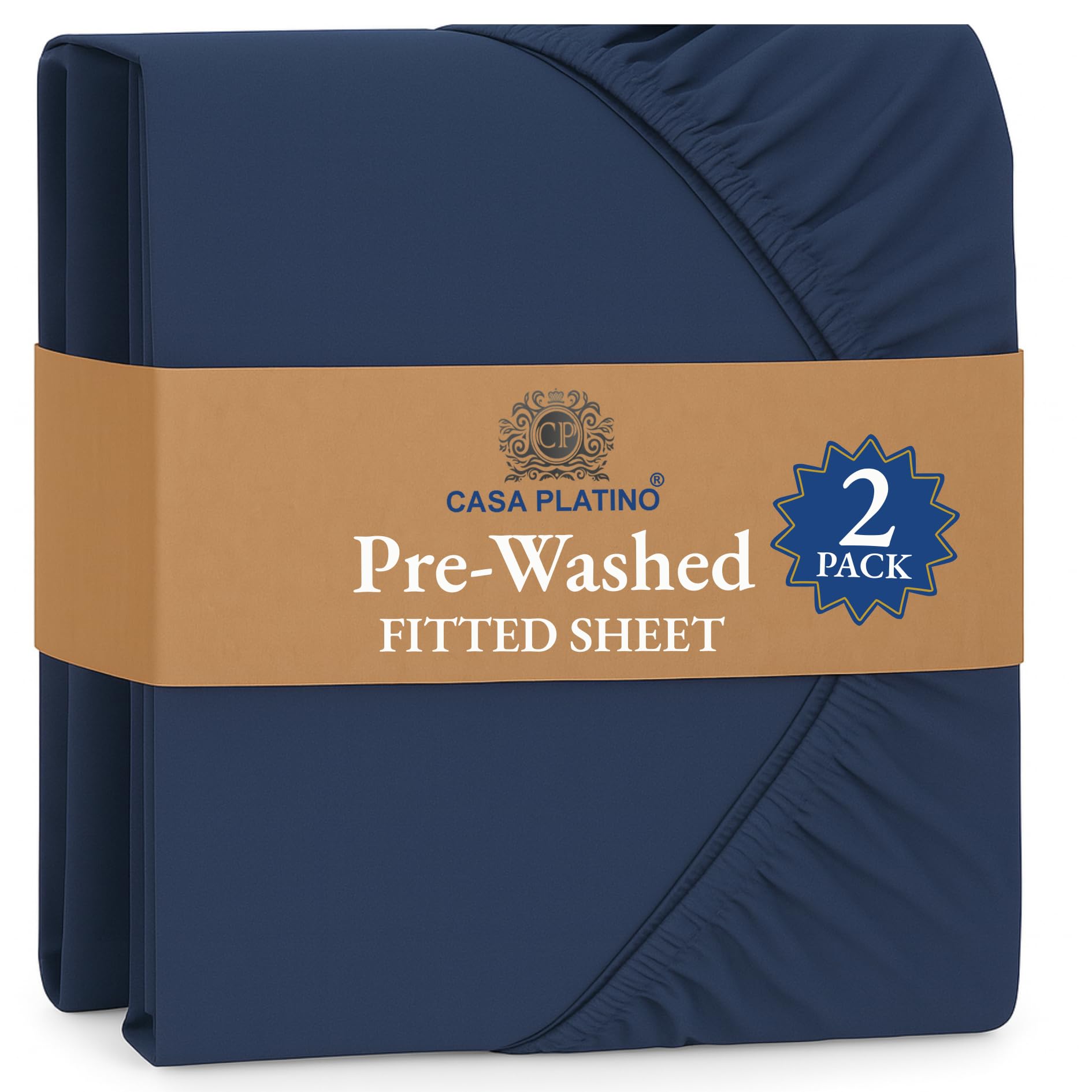 Fitted Sheet Small Double / 4ft, Navy (Pack of 2), Pre-Washed Deep Pocket 14 inch (35 cm), Soft Brushed Microfibre Fabric