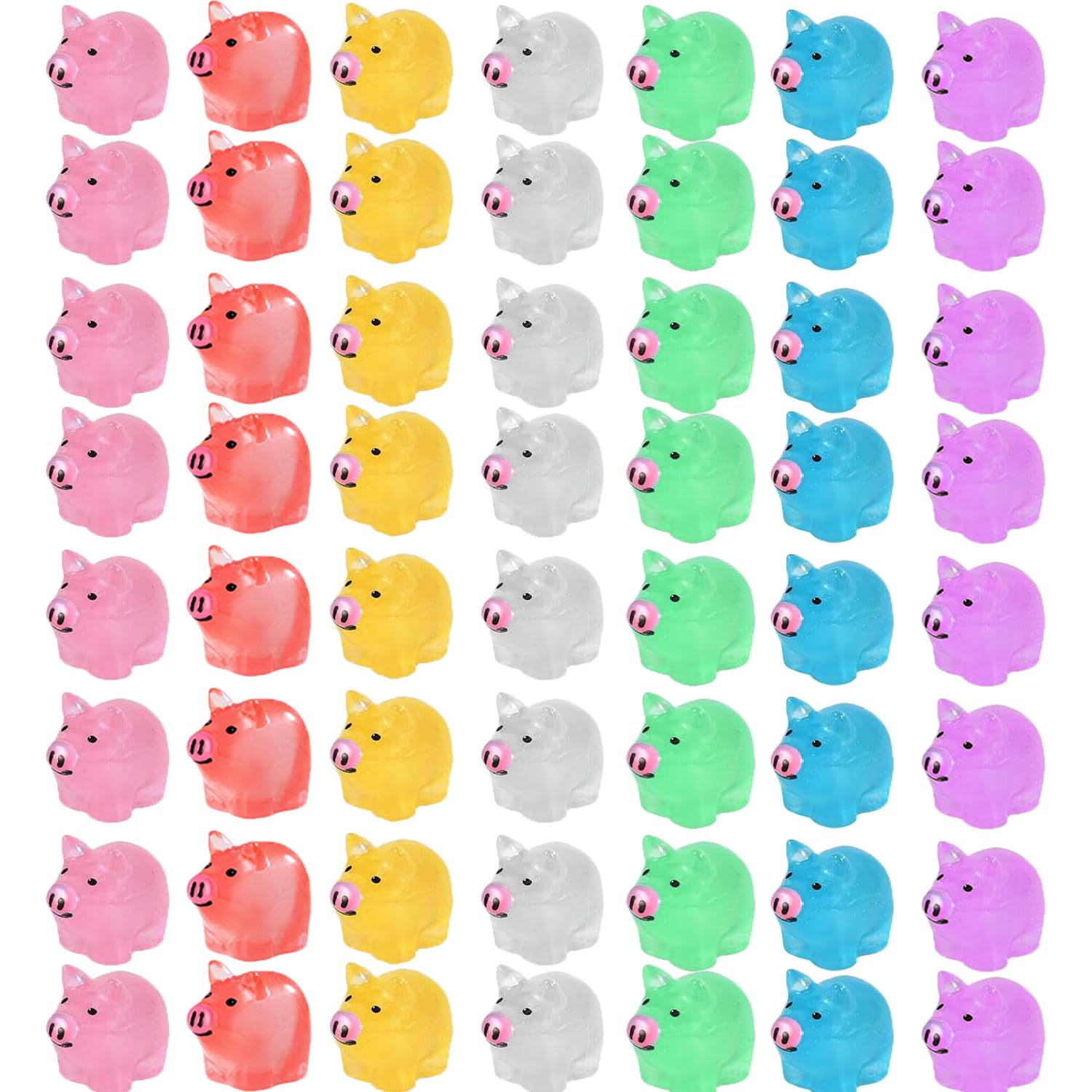 56 Piezas Mini Cerditos de Resina, Mini Cerditos Luminosos, Coloridos Mini Cerditos Resina, Pequeño Cerdito de Resina para Jardín para Casa de Muñecas, Manualidades, Macetas, Decoración de Paisajes