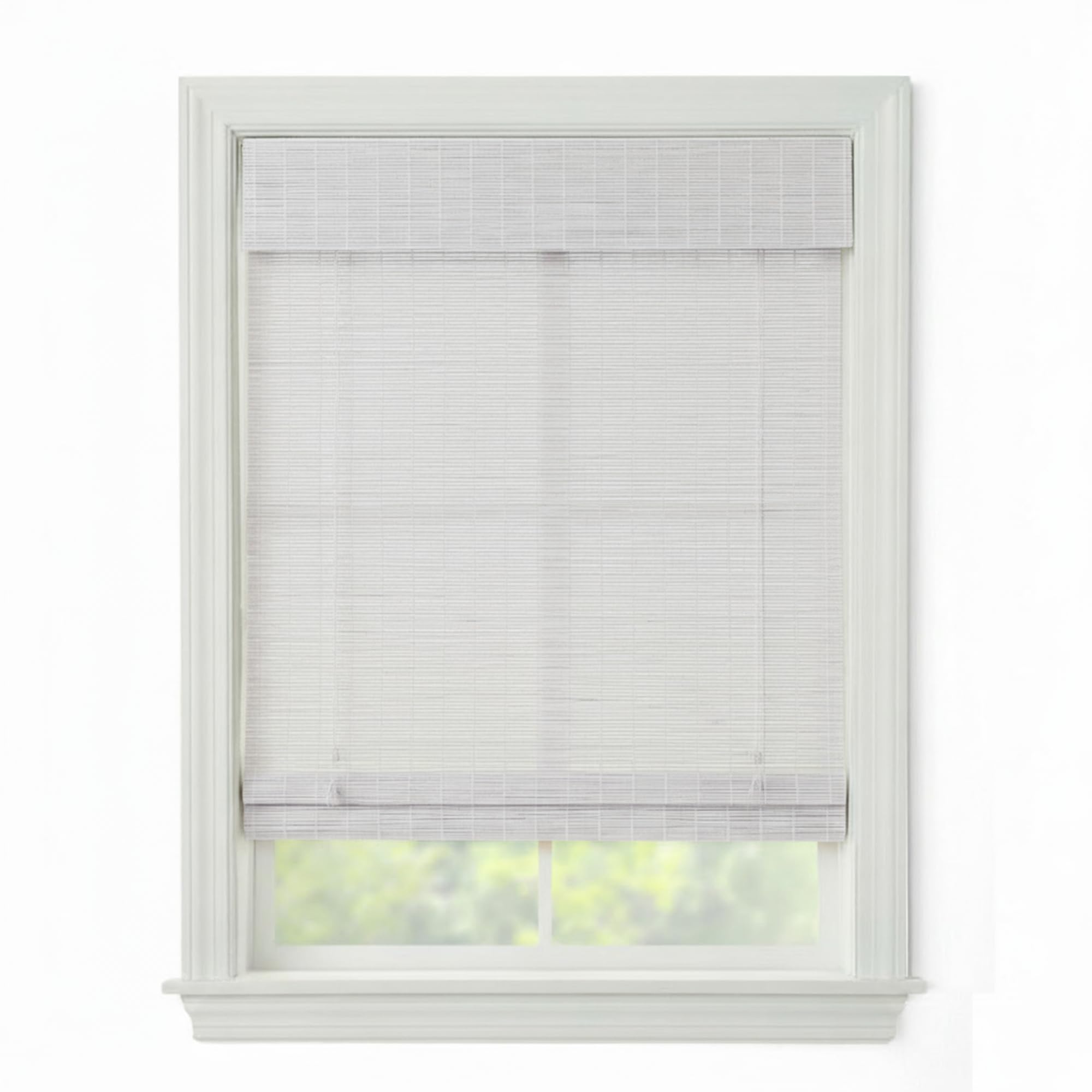 Cordless Woven Wood Roman Shades, 70W x 60H, Bayhead White, Sizes 20-72 Wide and 24-72 High