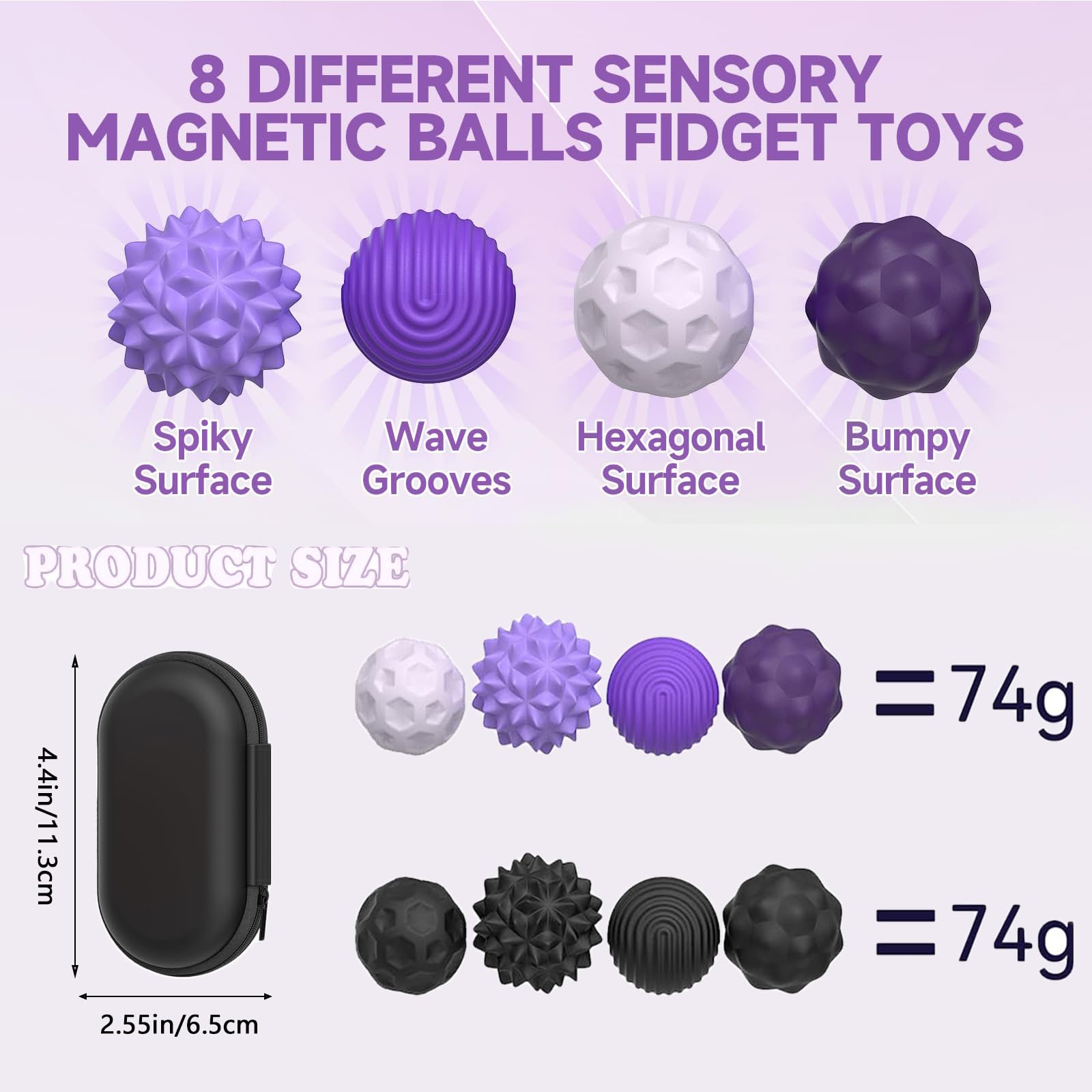Afufu Magnetic Balls Fidget Toys for Adults & Teens, Anti-Stress Sensory Toys, Silent Textured Silicone Sensory Balls - Image 2