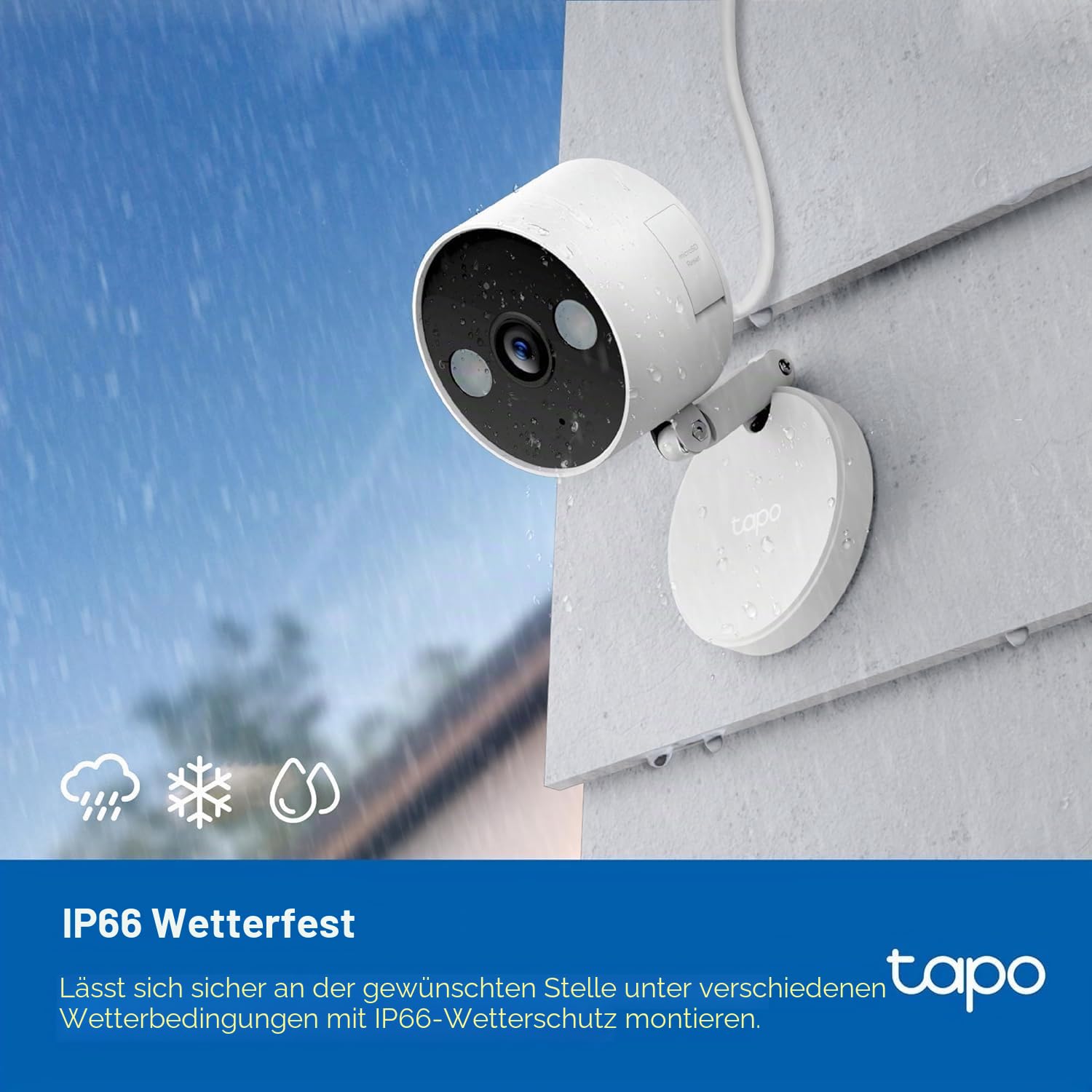 TP-Link Tapo C120 Überwachungskamera innen & außen,Magnetische Basis,2K Auflösung, Eingebaute Duale Spotlights,bis zu 512 GB lokaler Speicher auf SD Karte, IP66,kompatibel mit Alexa & Google Assistant