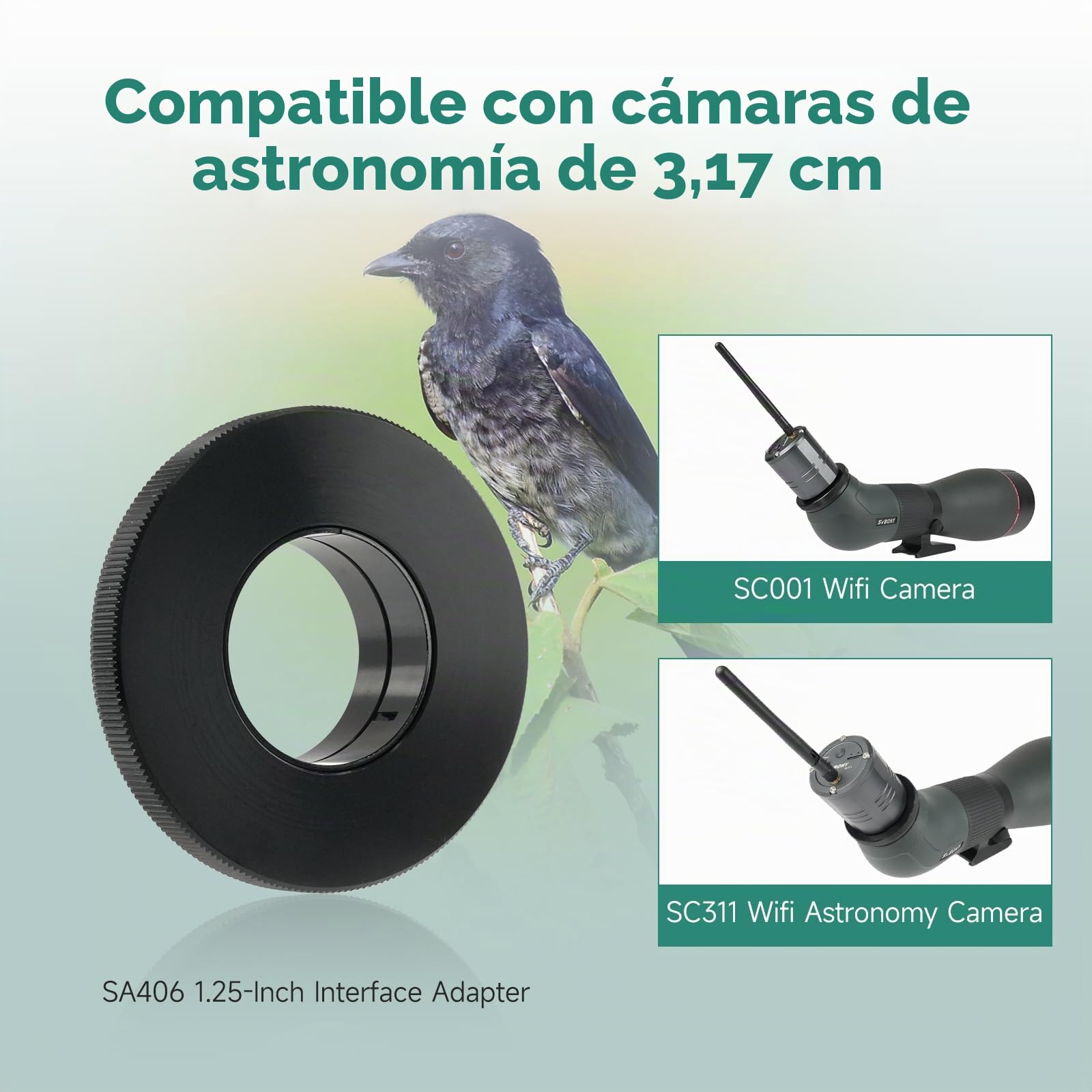 Svbony SA401 APO Telescopio Terrestre, 25-75x100 mm Dual ED Apocromático FMC, Spotting Scope, con SC001 WiFi Cámara, SA406 Adaptador de Cámara, IPX6 Impermeable para Observación de Aves, Fotografía
