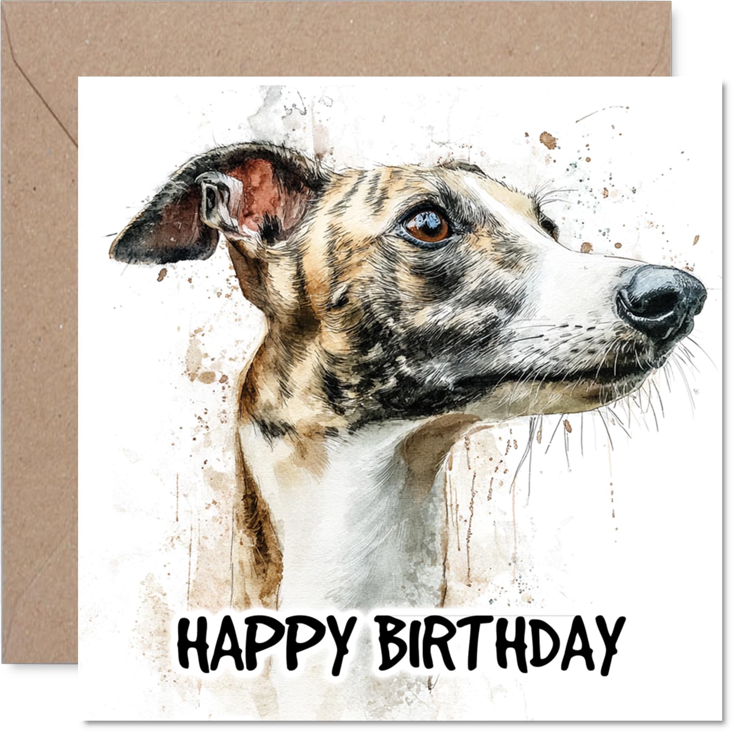 Whippet Birthday Card for Men Women - Dog Breeds - Happy Birthday Card for Wife Grandma Cousin Husband, 145mm Bday Greeting Cards