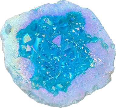 Natural Blue Crystal Cluster Angel Aura Geode, 0-50g Irregular Mineral Rock Meditation Stone, Suitable for Home, Office Decoration