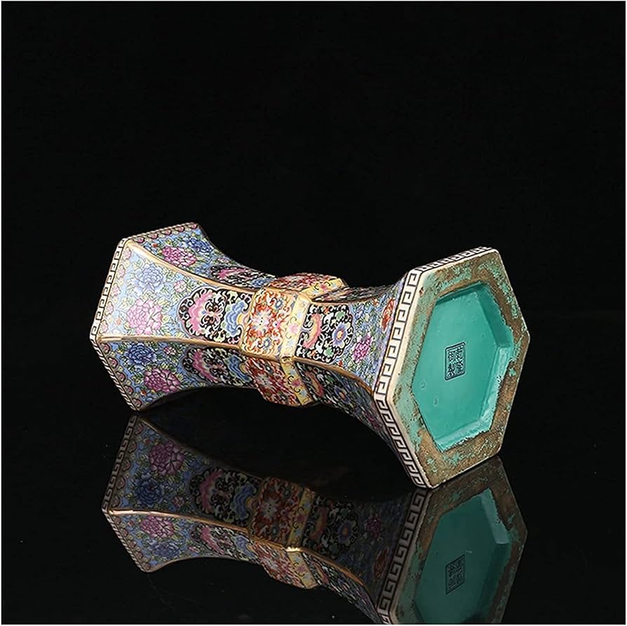 Amazon.co.jp: 中国陶磁器エナメル乾隆清朝の年 黄金六角形の花瓶