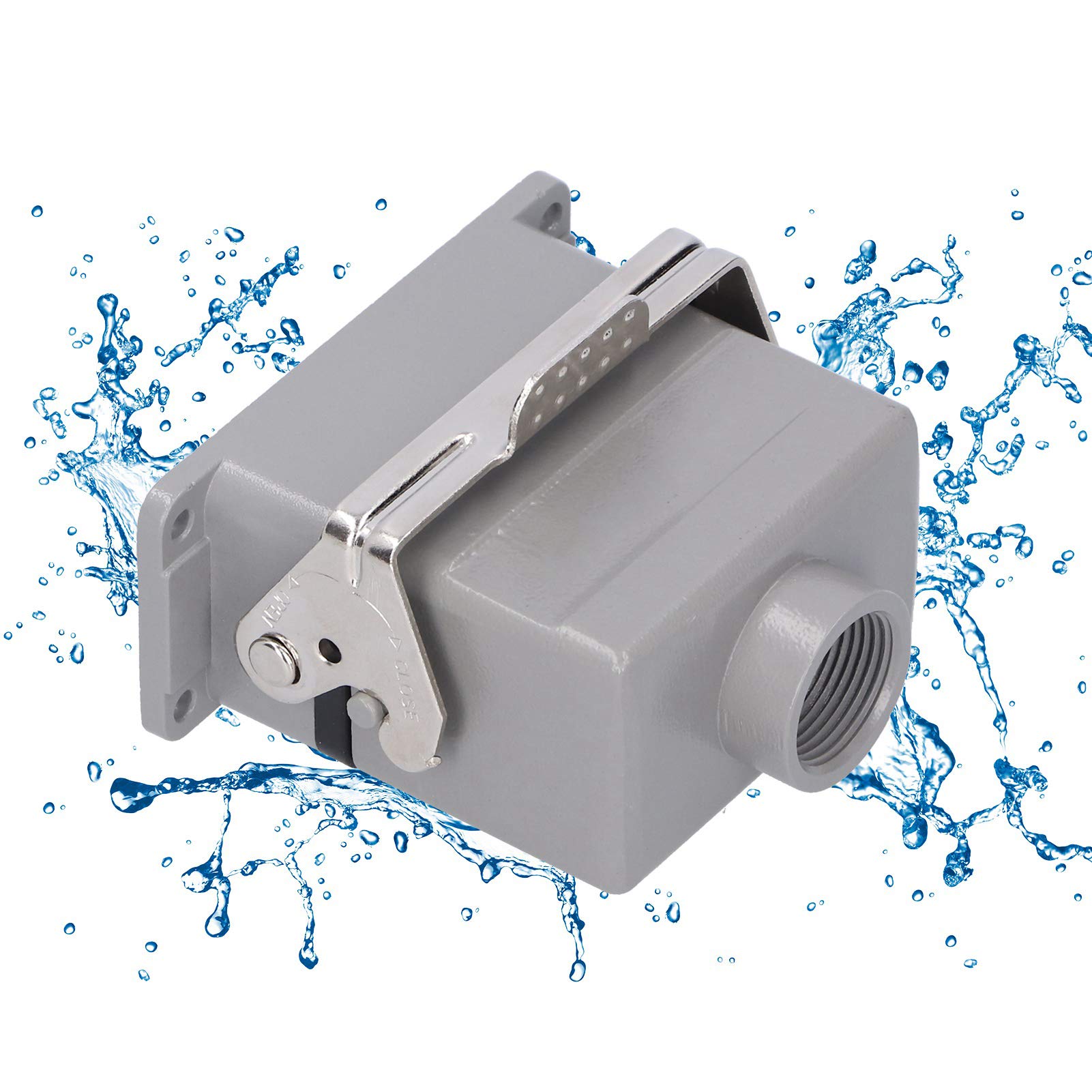 Fafeicy AC/DC 500V 16A Hochleistungssteckverbinder, 10-poliger wasserdichter industrieller Steckverbinder rechteckig mit Einknopf-Anschlussblock