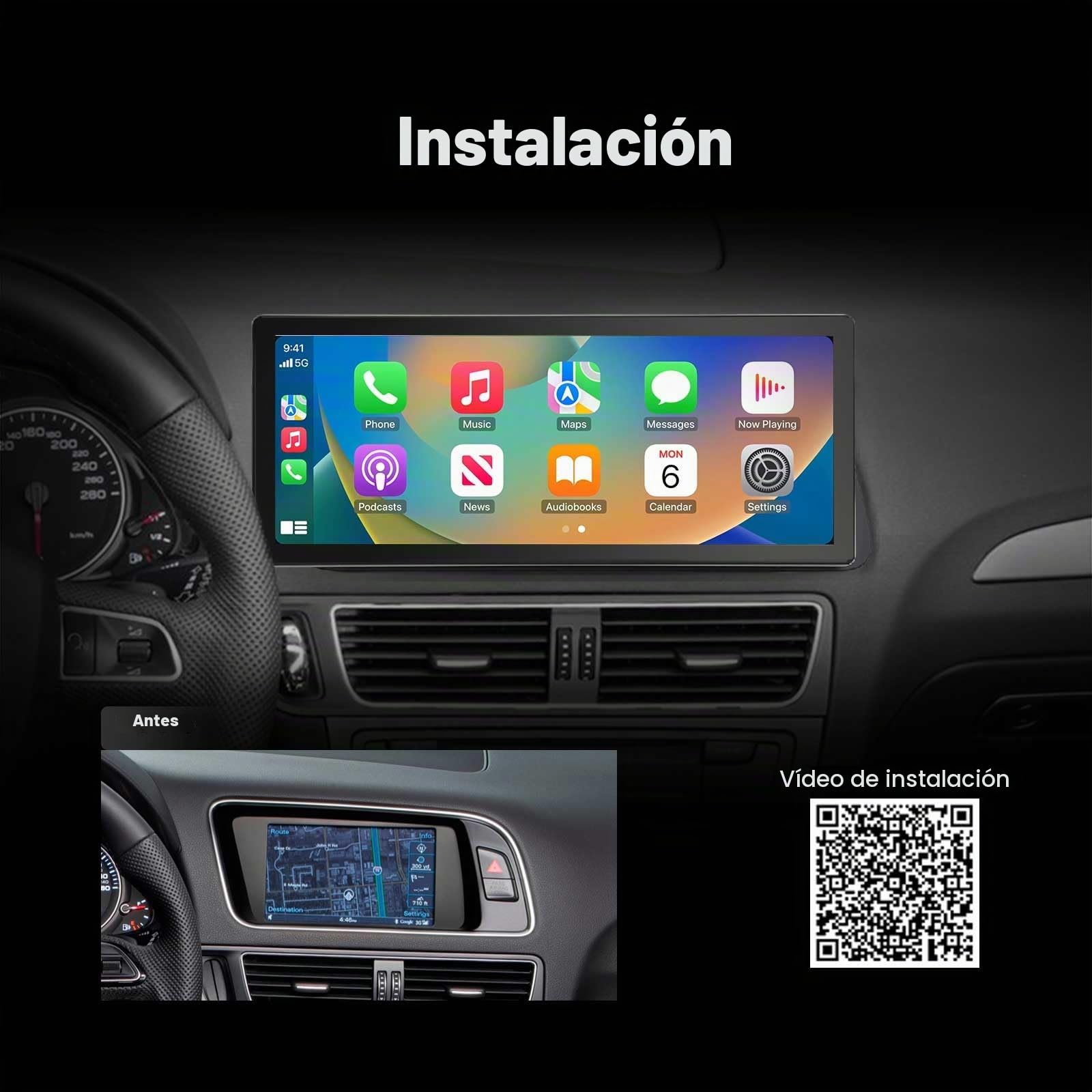 Erisin 8 núcleos 4GB+64GB 10,25 Pulgadas Android 14 Radio Coche Bluetooth GPS Navegador para Audi Q5 2009-2016 Soporte CarPlay Android Auto WiFi Dab+ USB DSP DVR OEM MMI IPS Pantalla táctil Canbus