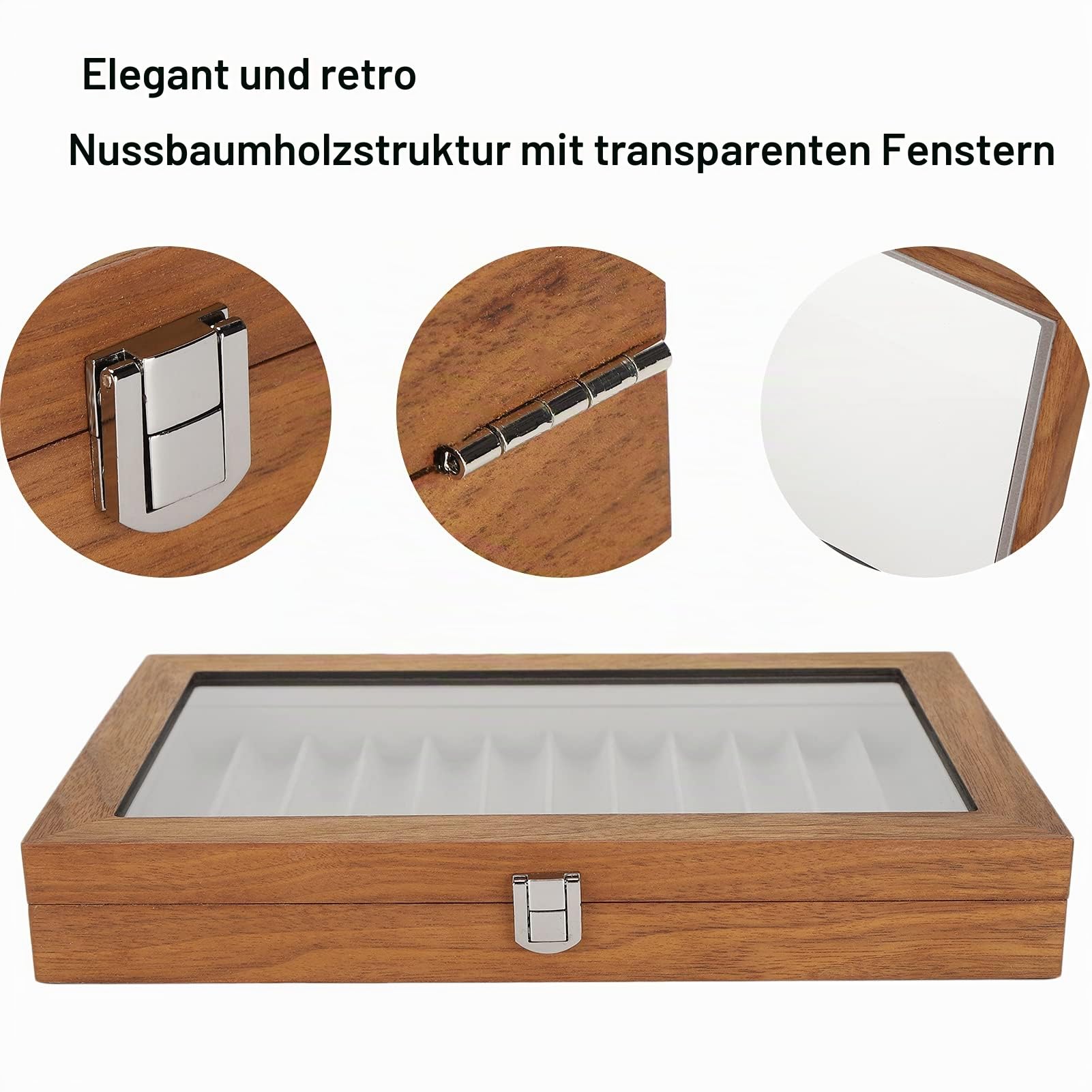 Sxhlseller Hölzerne Füllfederhalter Vitrine Geschenkbox für 12 Stifte Display 12 Slot Füllfederhalter Vitrine Großraum Pen Collector