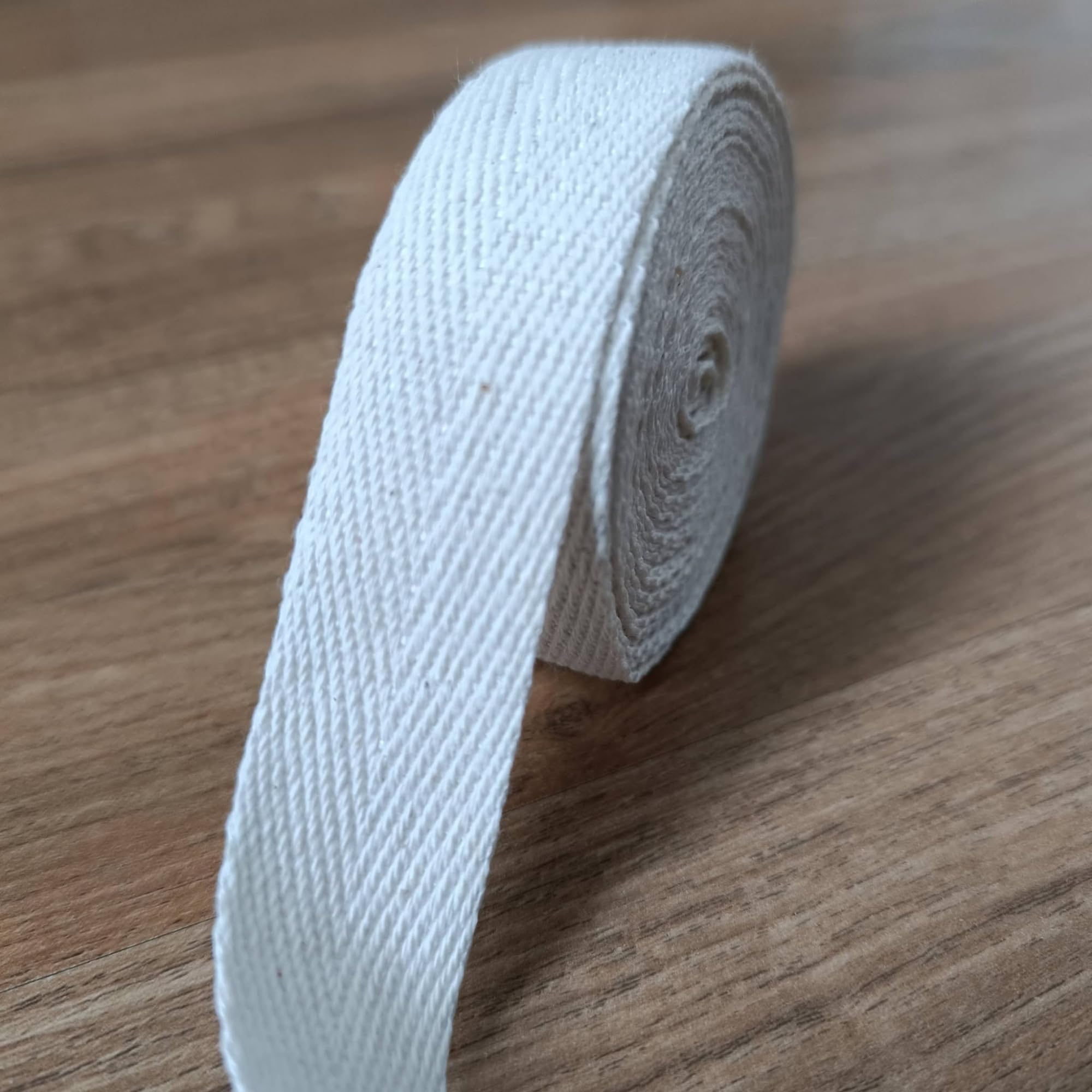 1 Inch X 5 Yard Cotton Twill Tape Webbing Strapping Herringbone – Soft Fabric Ribbon - White-Soft Beige - Handles Bags, Sewing, Book Binding, Pet Collars, Rug Reinforcement, Gift Wrapping Decoration 2
