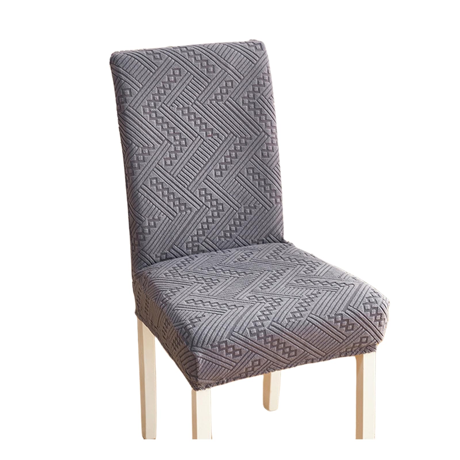 Coprisedia Elasticizzati In Jacquard Beige – Lavabili In Lavatrice, Antiscivolo, Per Sala Da Pranzo E Hotel - 3