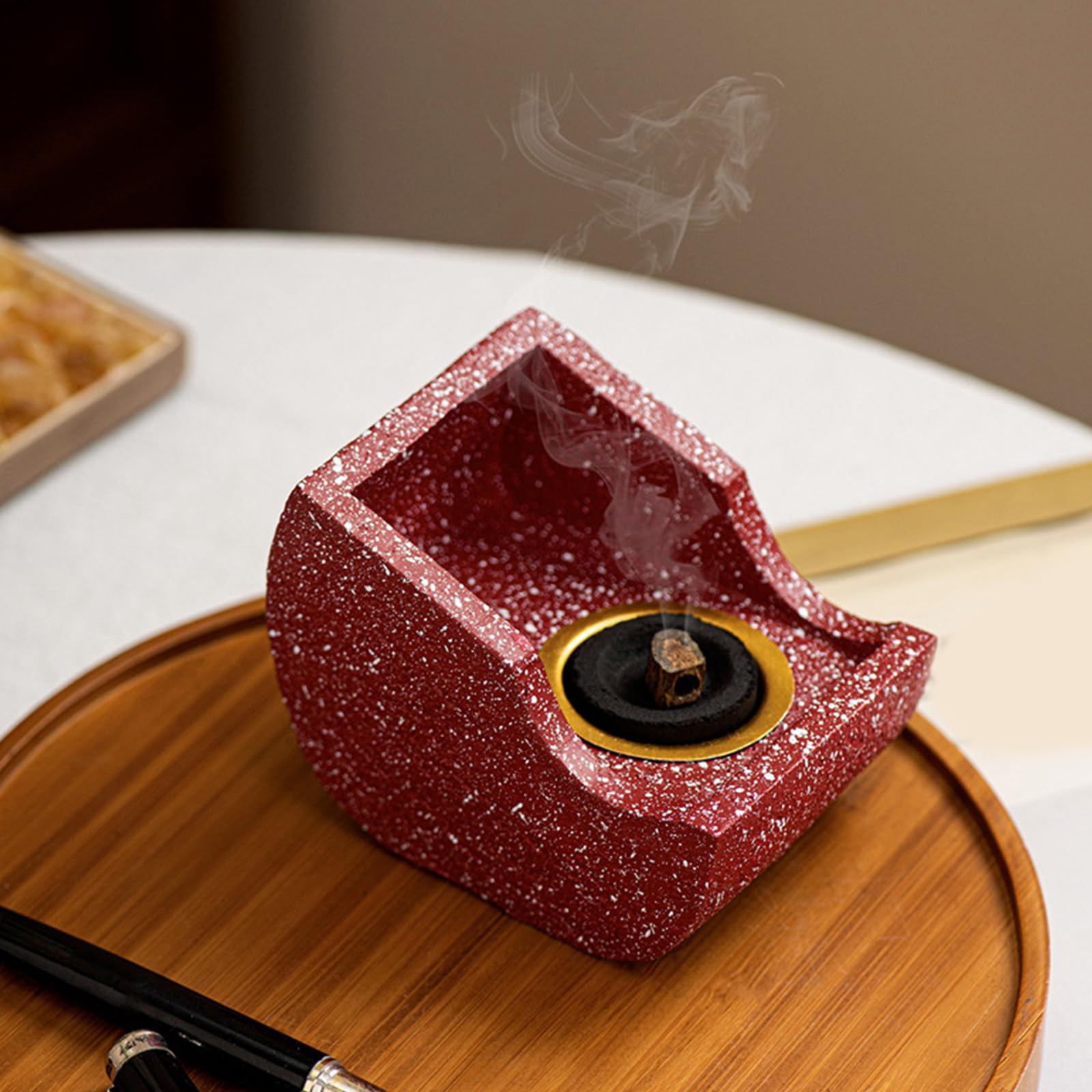 Decorazione Eid Arab Bakhoor s Musulmani Aromaterapie Diffusore Resine E Metallo(Red)