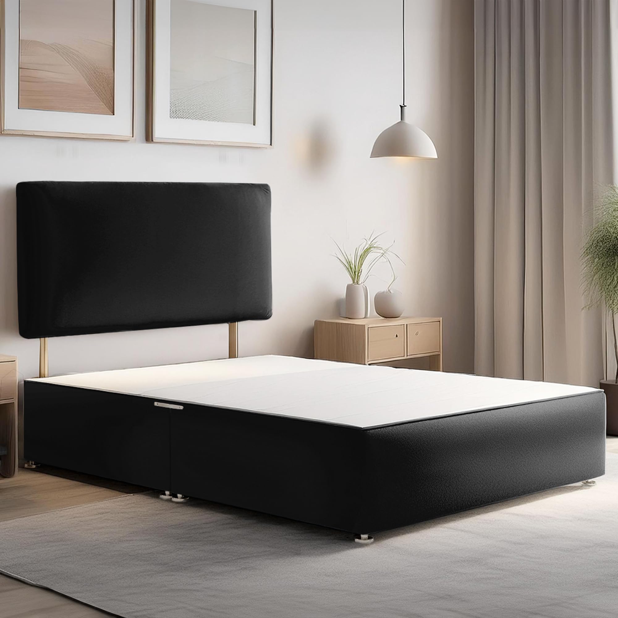 ComfoRest 4FT Small Double Divan Bed Base with Headboard - Black — image 1