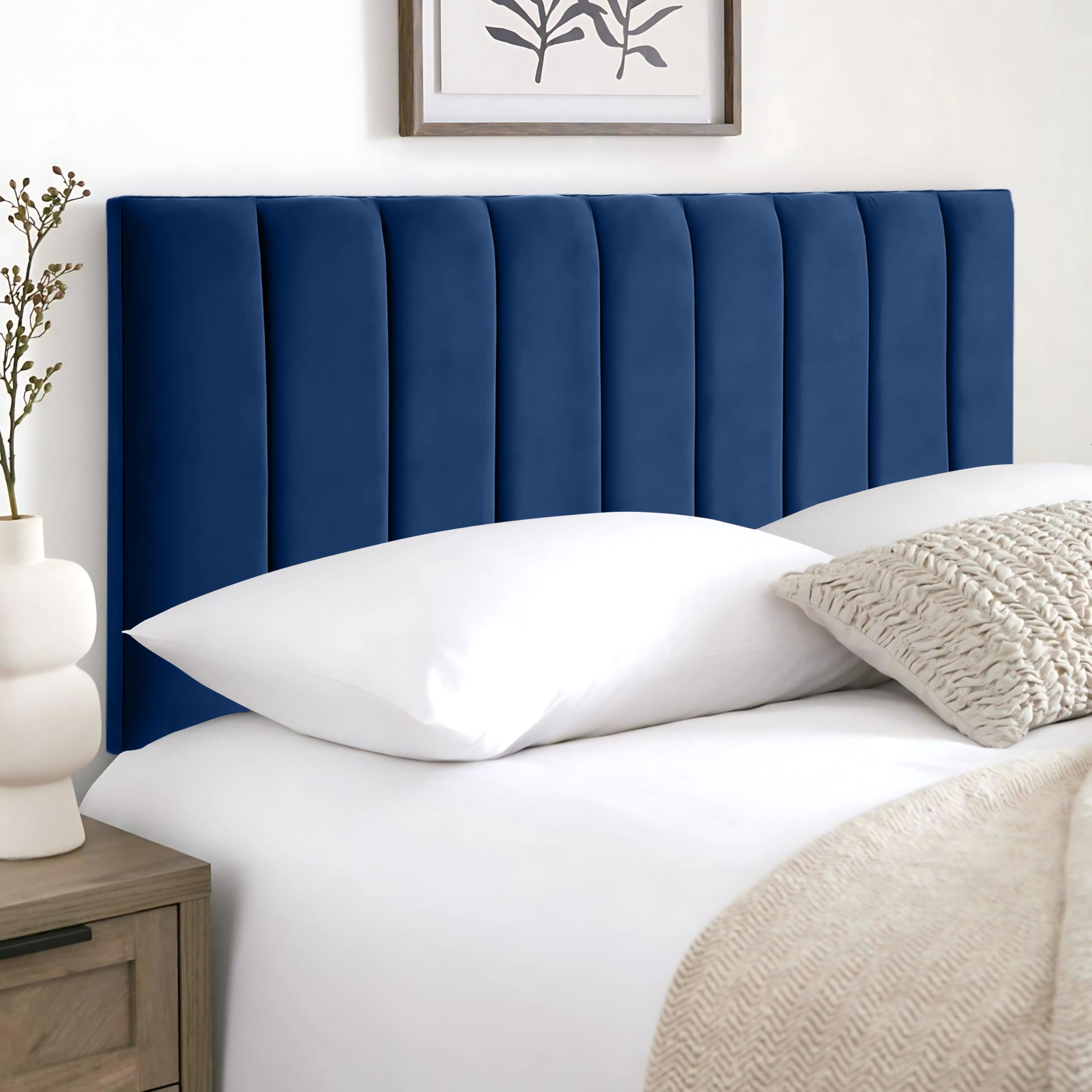HB-1 Headboards for Beds – 9vp 24'' Divan Bed Headboard – Headboards for Divan Beds, Bedroom & Hotel Furniture, Elegant Soft Plush Fabric Head Board (Blue Plush, 4FT6 Double) — image 1