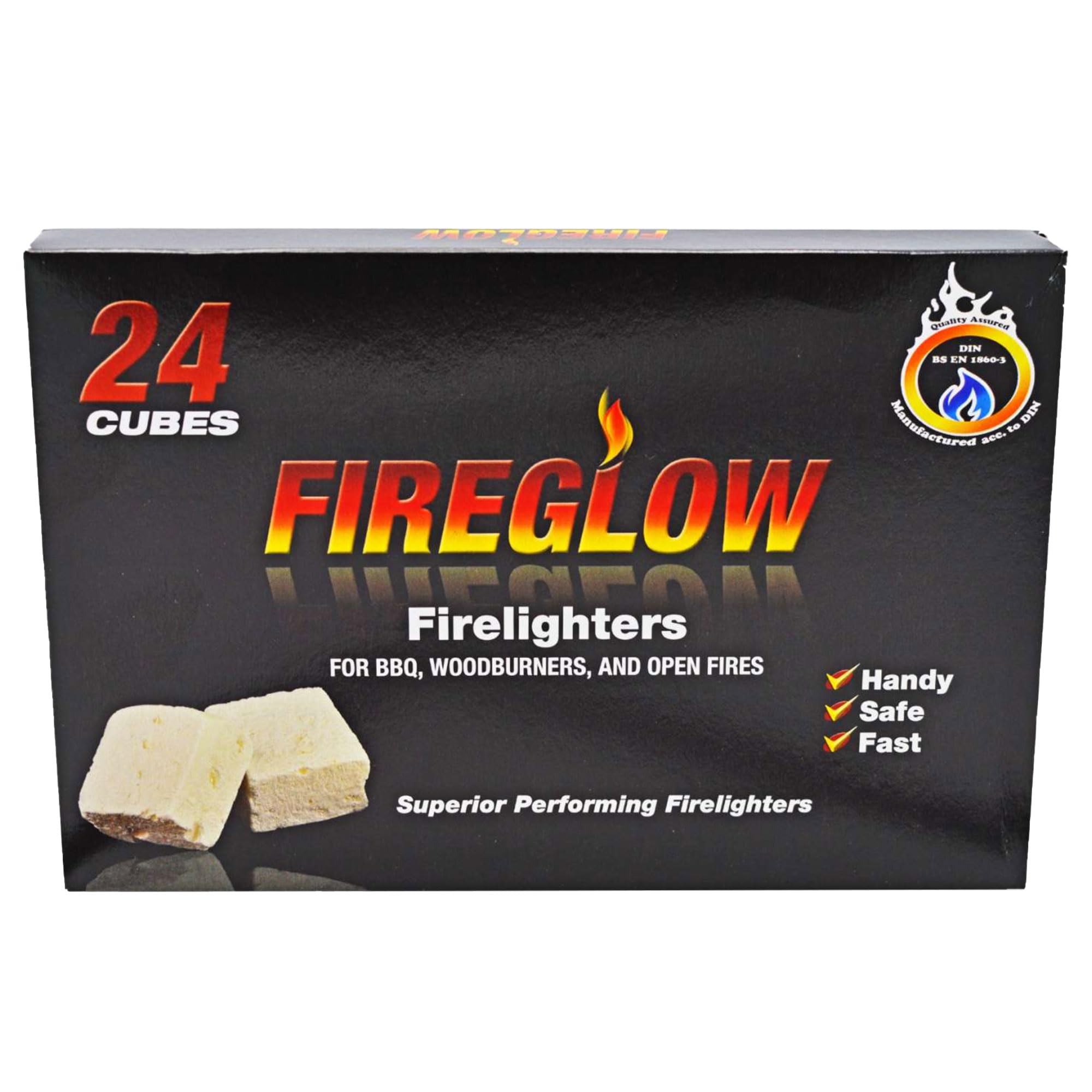 Firelighters Starter Blocks Cube for BBQ, Woodburner, Open Firelighter, Campfire, Stove, 24 Cubes in 1 Box (1 Pack (24 Cubes))