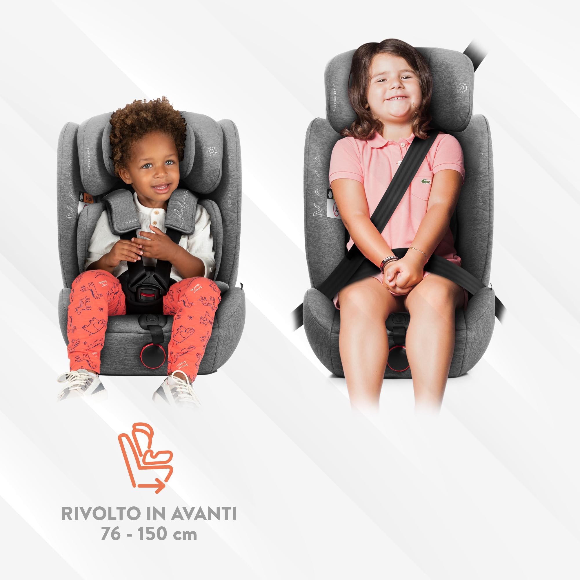 BABYAUTO - MAKA i-Size - Silla de Coche para Niños, Homologada ISIZE, Altura Ajustable 76-150 cm, Grupo 1/2/3, 15 m - 12 años, 9-36 kg con ISOFIX y TopTether, Protección Lateral Reforzada. BLACK LINE
