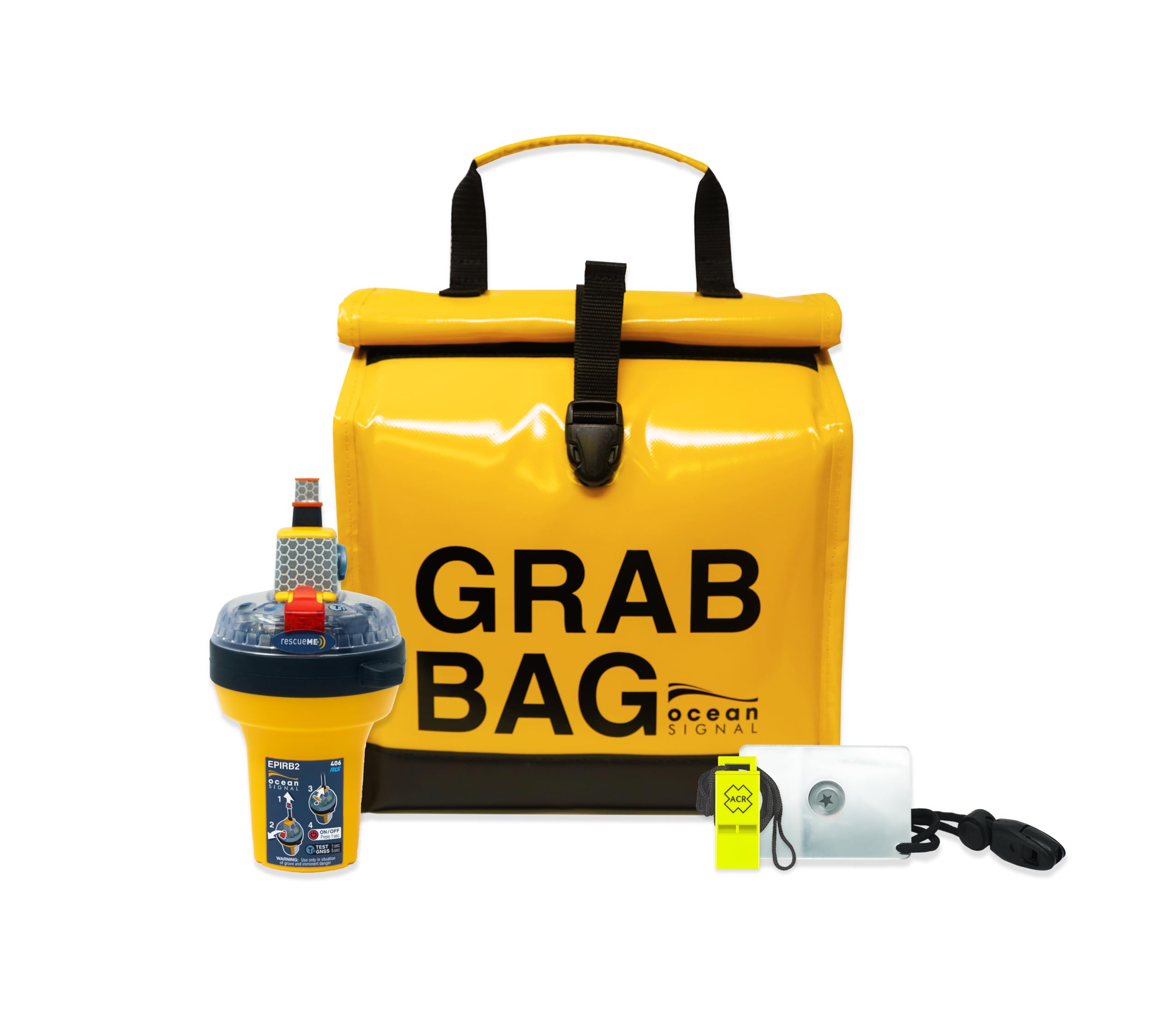Ocean Signal rescueME EPIRB2 Kit de Seguridad con Bolsa de Abandono, Espejo de Señales, Silbato y Equipo de Supervivencia - Pack de Rescate Global para Navegación de Altura, Veleros y Barcos