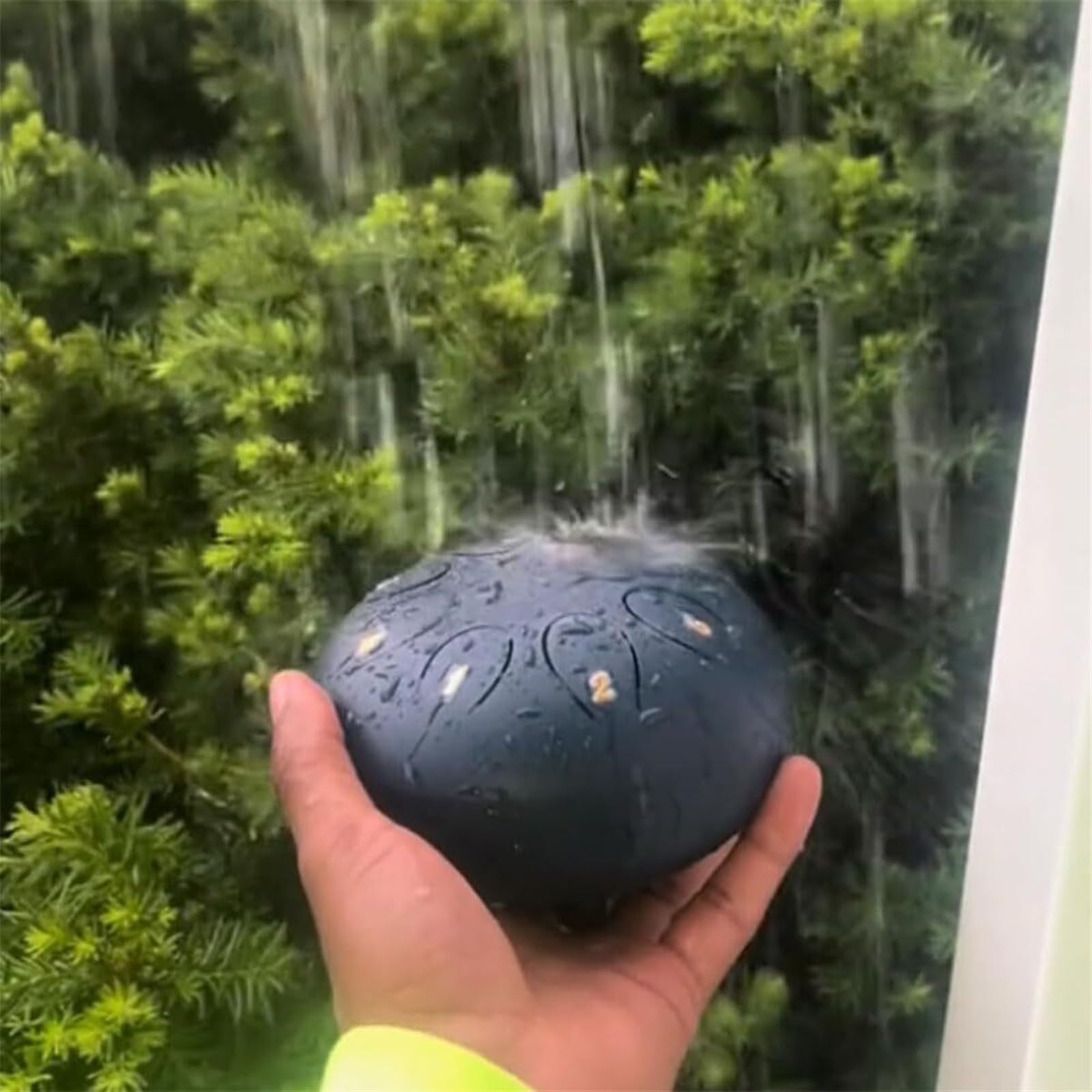 Chakra-Regentrommel für Draußen - 6 Zoll, 8 Töne, Stahlzungentrommel Mit Trommelschlägeln für Garten (Silber)