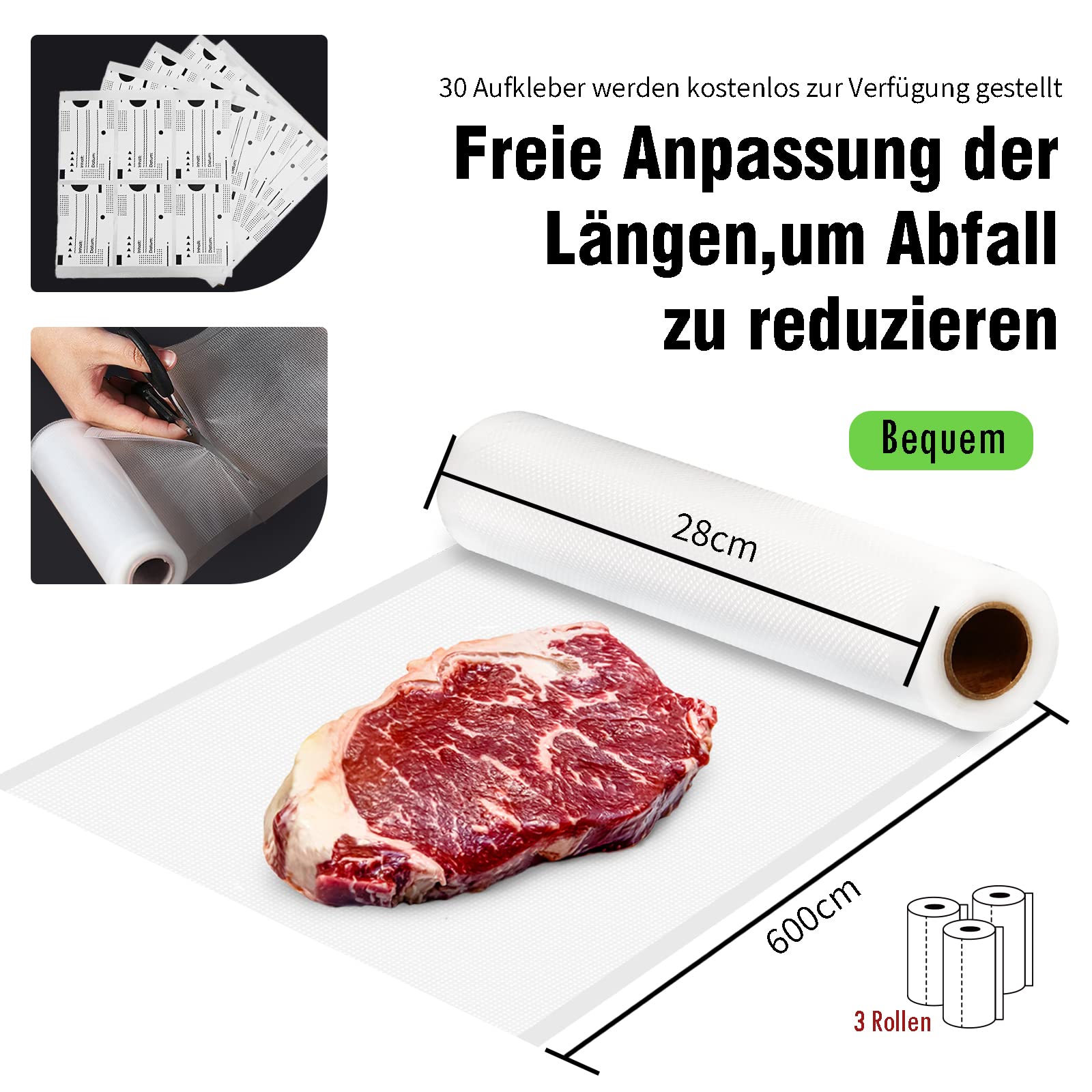 Rotoli Sottovuoto Per Alimenti - 2 Rotoli 28x600cm Senza BPA - Foto 7