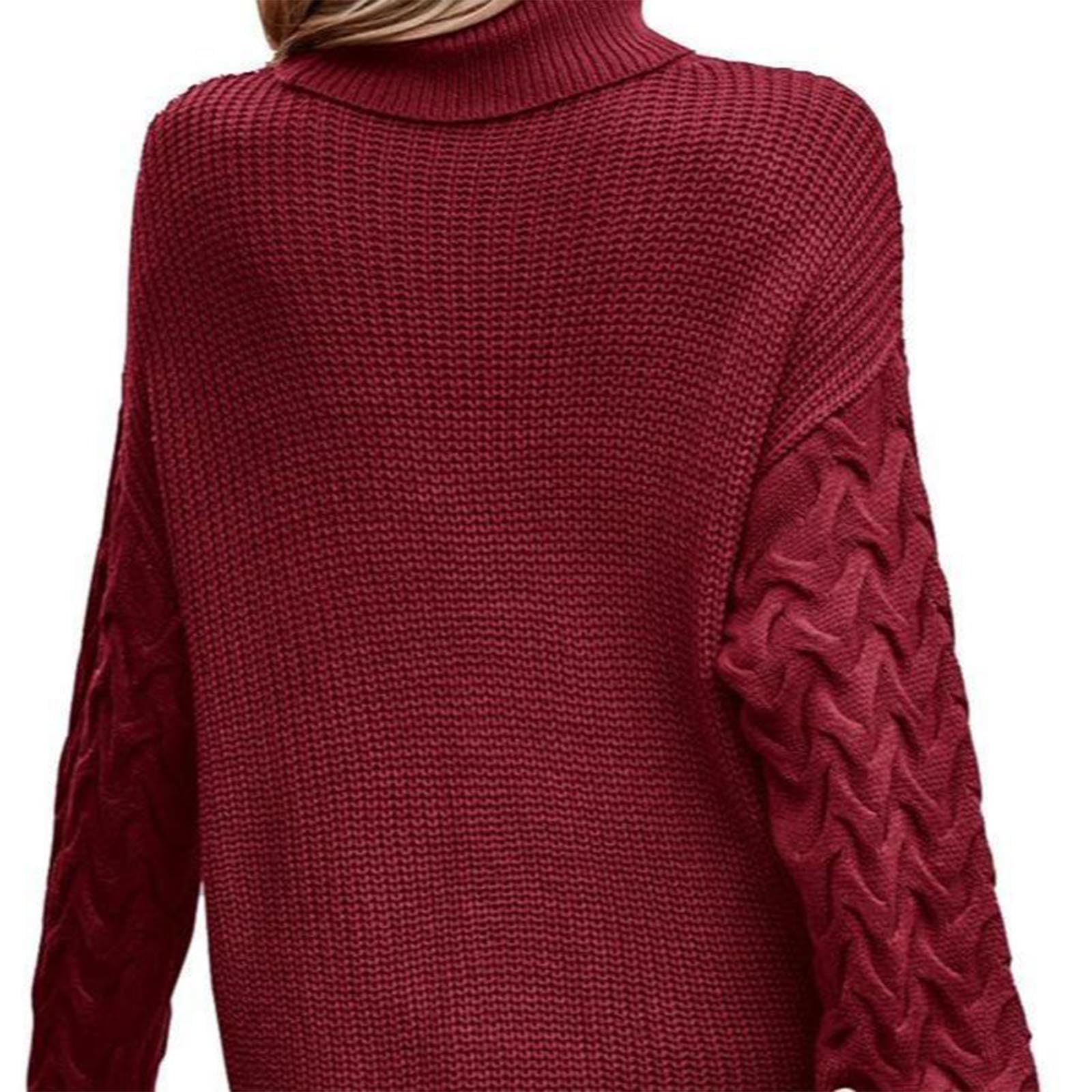 Greabuy Maglione lavorato a maglia a trecce a tinta unita da donna a maniche lunghe autunno inverno pullover felpa per donna maglione casual camicie da donna maglioni da donna felpe a maglia leggere,