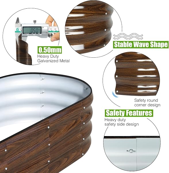 SnugNiture SnugNiture Galvanized Raised Garden Bed Outdoor, 2 Pcs 4x2x1ft Oval Metal Planter Box for Planting Plants Vegetables, Brown in use