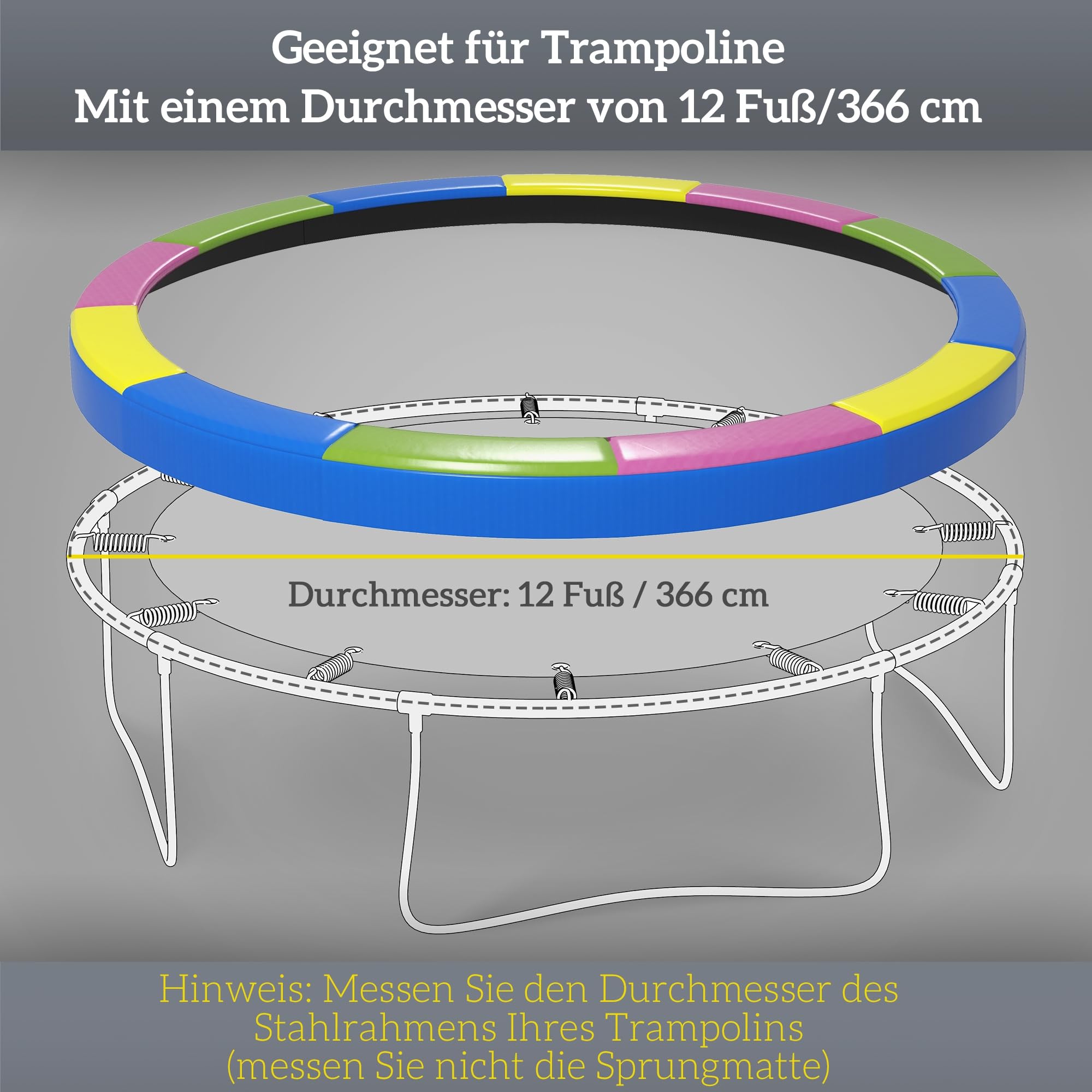 SPORTNOW Trampolin Randabdeckung, Reißfest UV-Resistent Federabdeckung, Wasserdicht, Trampolinzubehör Randschutz Ersatzteile für Gartentrampoline
