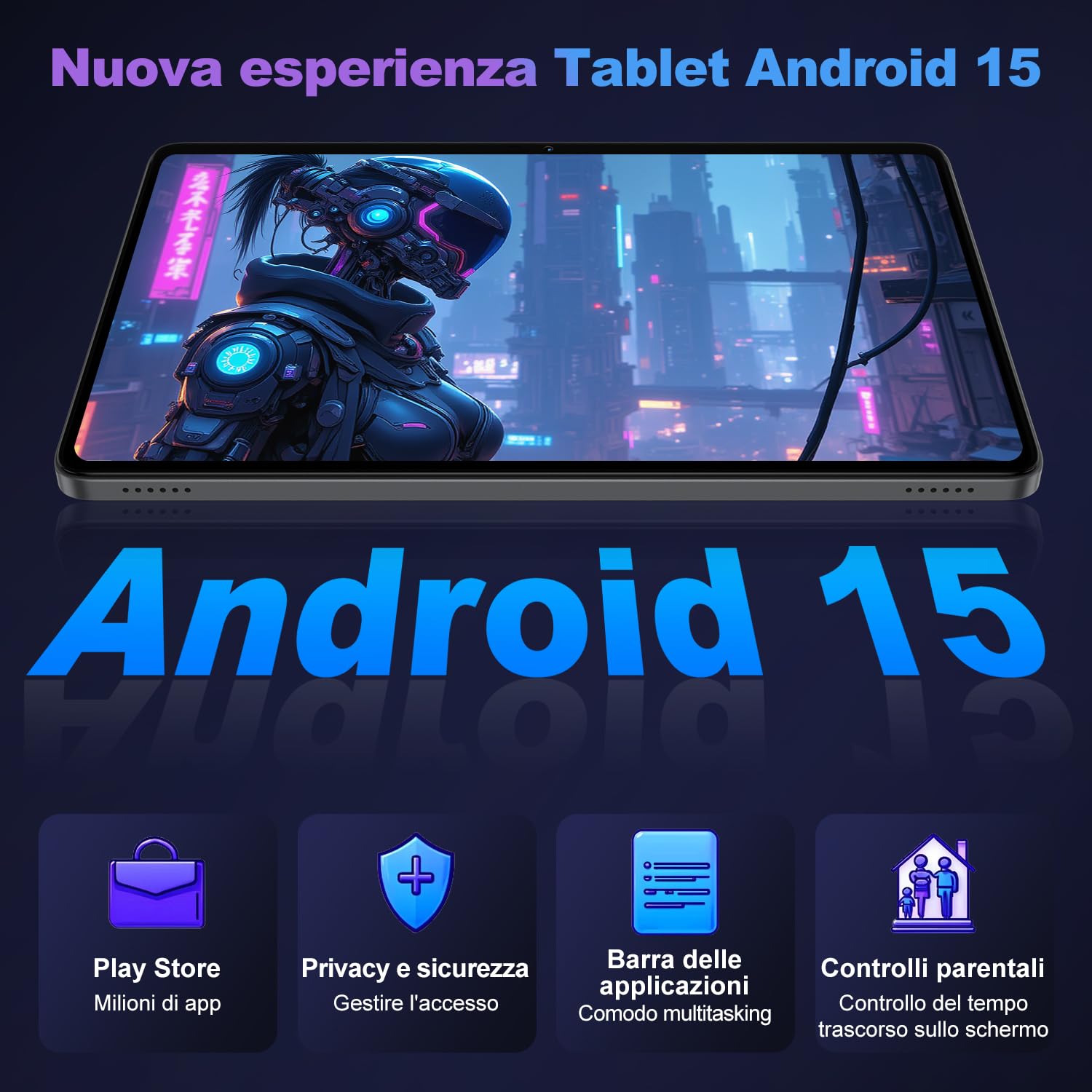 Tablet 10 Pollici Android 15 con Gemini AI, 22GB RAM + 128GB ROM+2TB Esp., Octa-Core, 5G WiFi, BT 5.0, 8000mAh, Widevine L1, Fotocamera 8/5 MP, Tastiera Mouse Custodia, Corpo in Metallo - Grigio