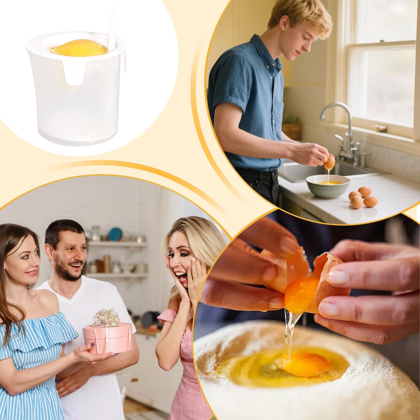 Genérico Separador de yemas de Huevo | Separador de Alimentos de Silicona | Herramienta de Filtro de Huevos - para Cocina, Chef, Hogar y Uso al Aire Libre