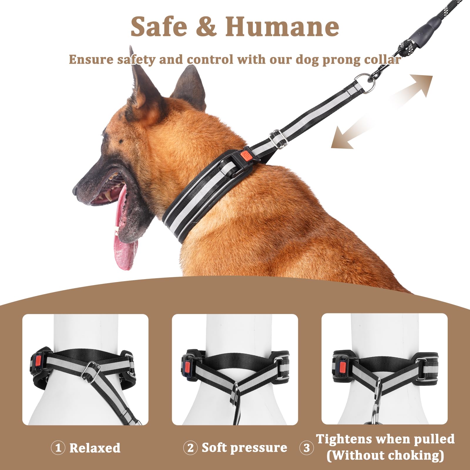 Mayerzon Martingale - Collar de perro sin tirones, collar reflectante para perros grandes y medianos, Pitbull Belga Malinois Doberman que tiran, collar de perro antitirones con hebilla para