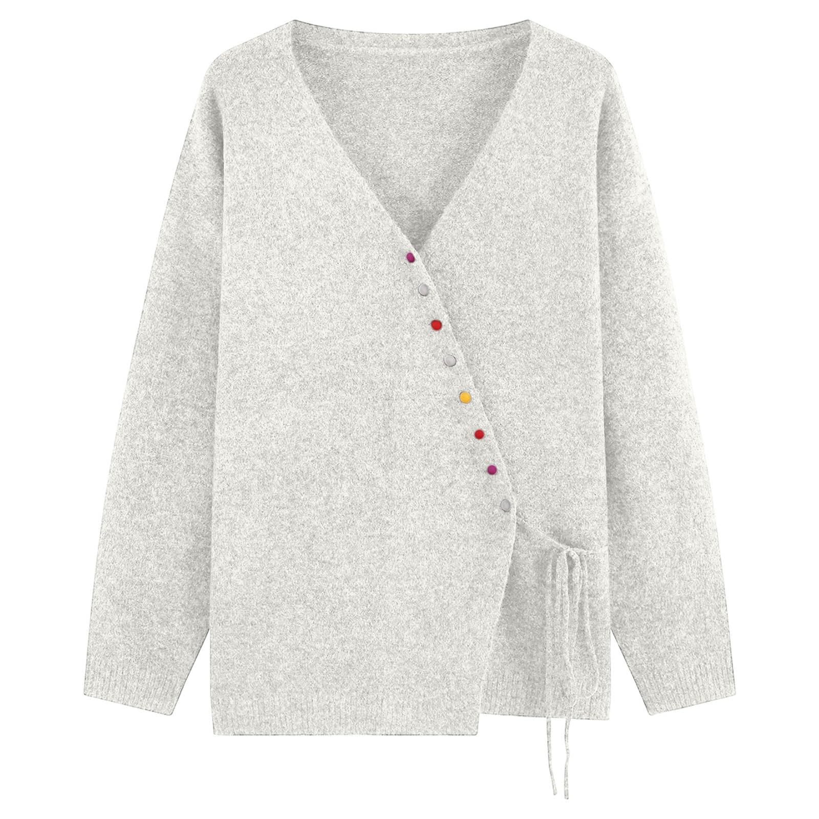 Generisch WeißE Strickjacke Grobstrick Cardigan weich warm übergroß vorne offen langärmelig gemütlich für Winter
