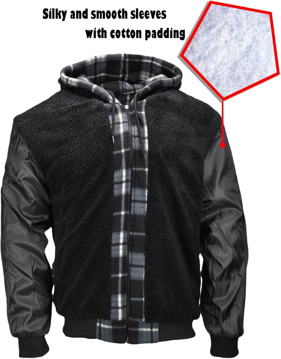 Winter Hoodies for Men，Sherpa Fleece Lined Jackets Thermal Fashion Hooded Coats Zip Up Sweatshirt - Image 4