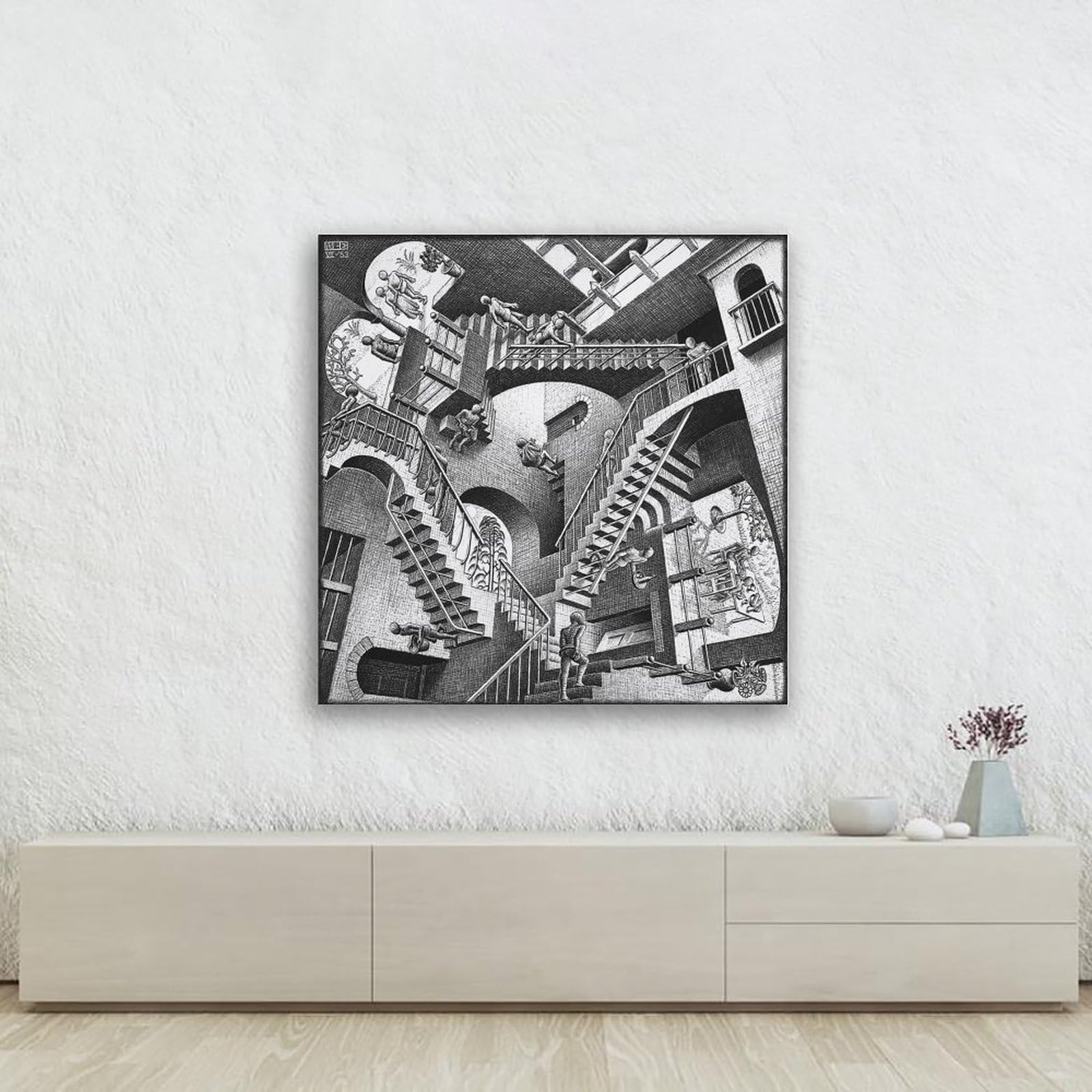 M. C. Escher Relativität Leinwanddruck - 50x50 Cm Kunstposter Für Wohnzimmer & Schlafzimmer