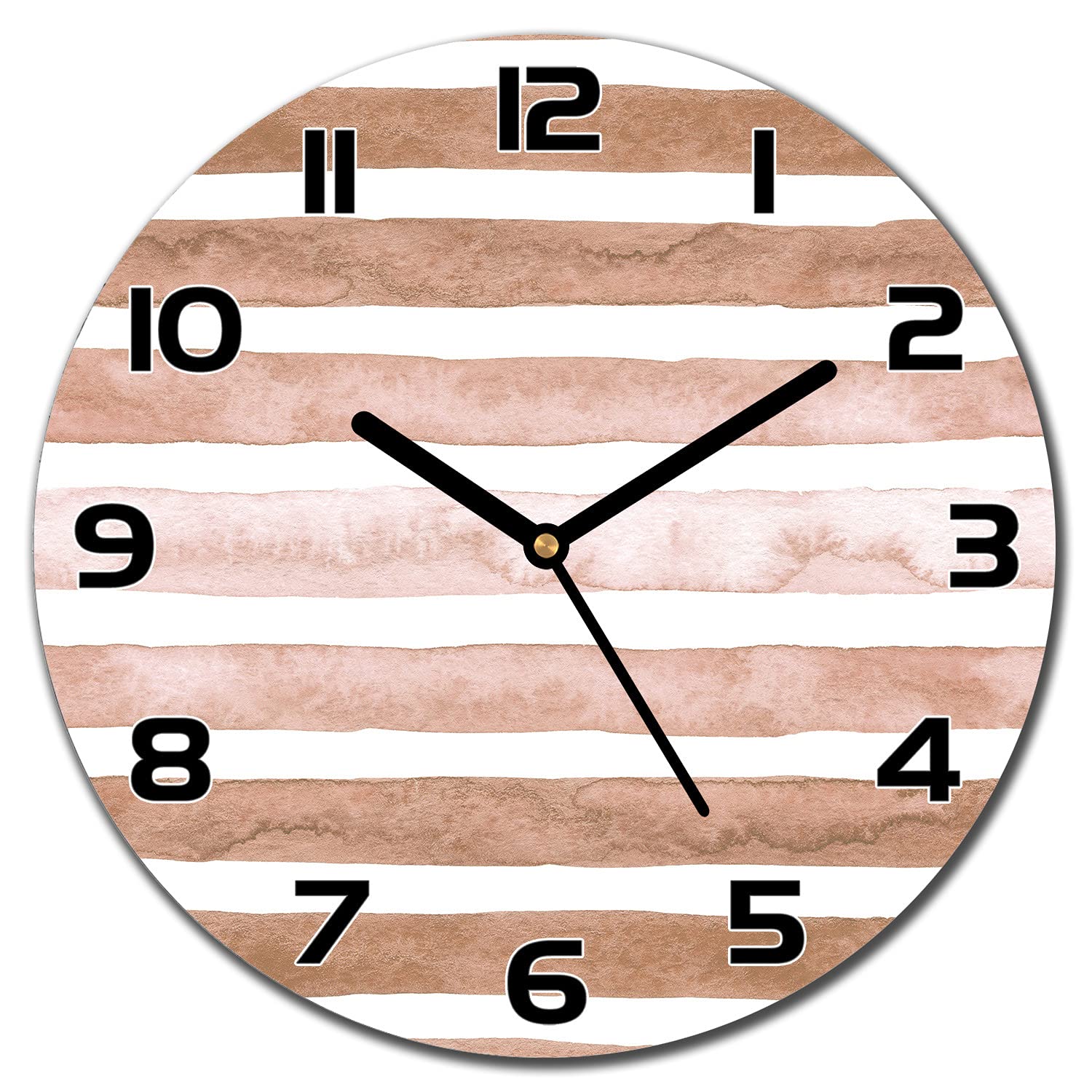 Horloge en verre de sécurité 30 cm impression moderne bande brune