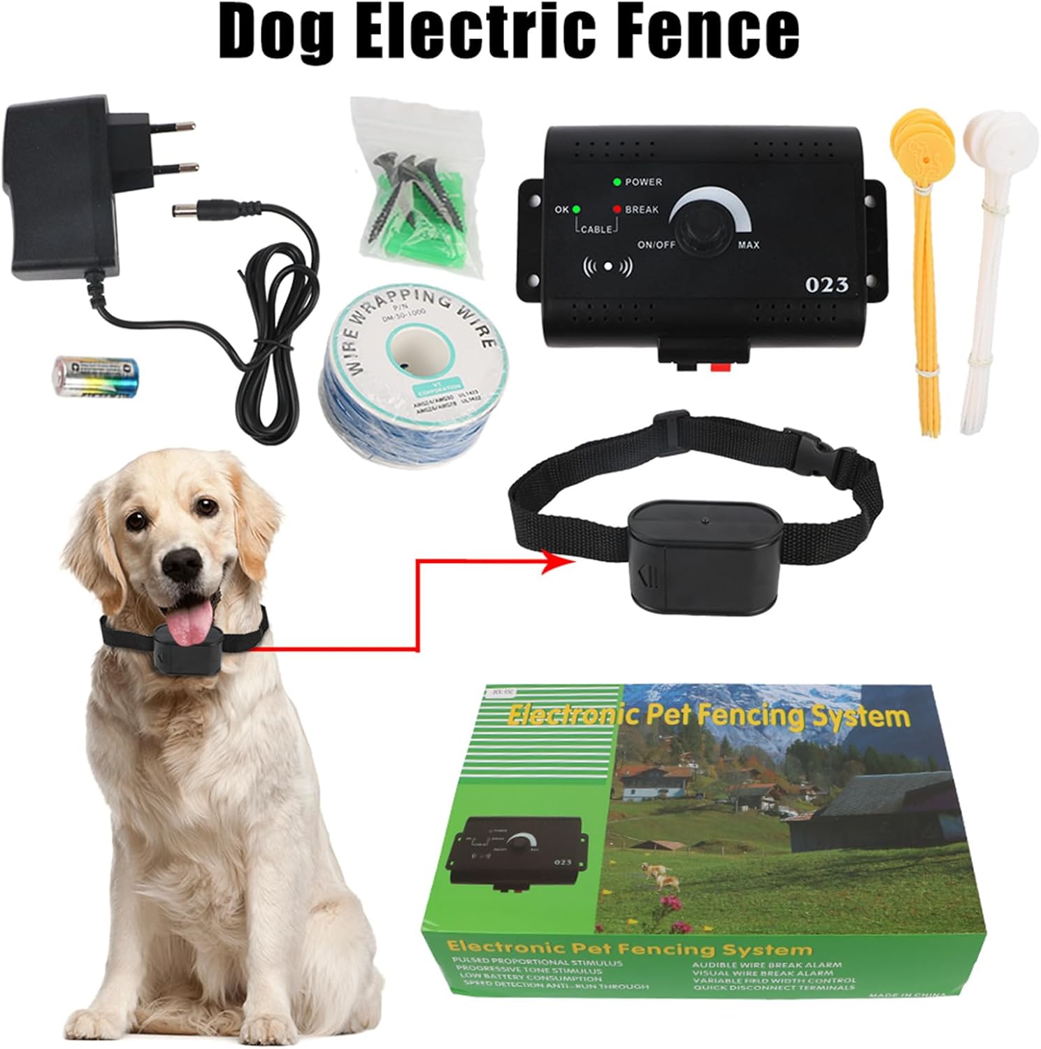 Electronic Dog Fence, Remote Dog Training Shock Collar, In-ground Electric Dog Boundary Containment System, 300m Wire, Tone/Shock Correction, Covers up to 1.2 Acre, Harmless for All Dogs,for1d