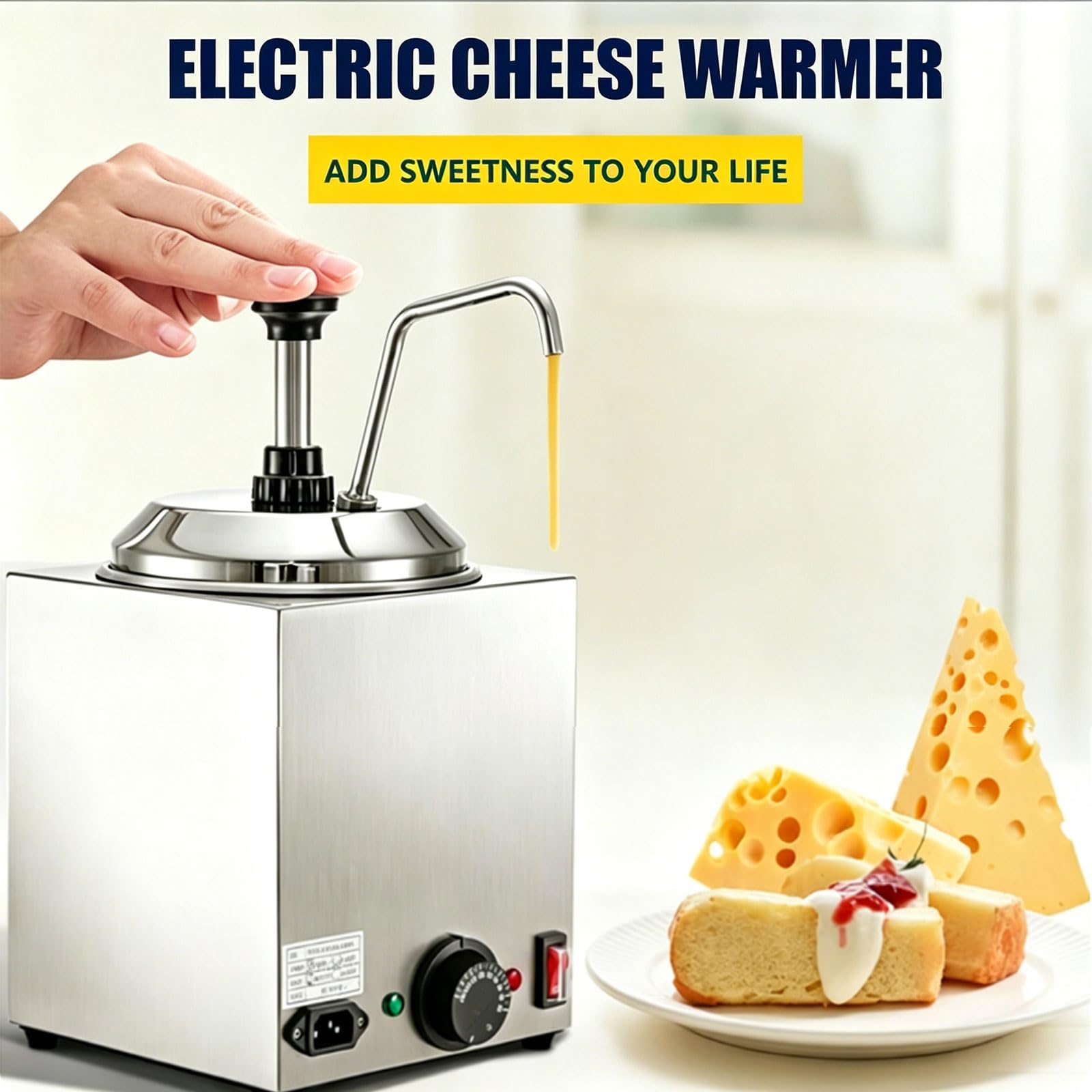 Dispensador Eléctrico Comercial de Calentador de Salsa con Bomba, Máquina de Fusión de Caramelo Caliente de Acero Inoxidable de Grado Alimenticio de 2,5 L Para Tienda de Magdalenas, Catering, Estación
