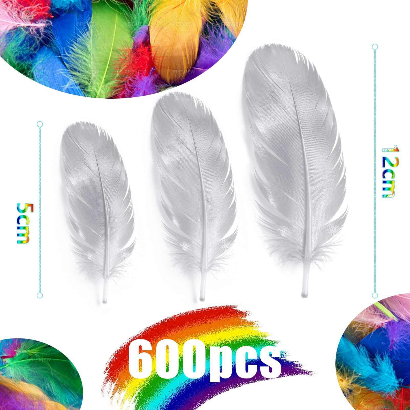 Mbsomnus Feathers for Crafting 600 Pcs Gray Feathers Natural Craft Feathers 5-12 cm Feathers for DIY Crafts Dream Catcher Earrings Headdress Feather Flowers Wedding Party Holiday Decoration - Image 2