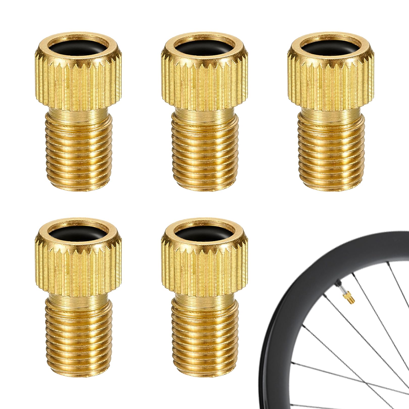 5 Stück Fahrradventil Adapter, Ventiladapter Französisches Ventil auf Autoventil (SV auf AV) mit Dichtring, Messing Ventil Adapter Set für Rennrad, Mountainbike, Luftpumpe, Tankstelle Sport & Freizeit