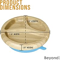 Vista 6 de Abiie Octopod - Plato de bambú para niños de 4 meses en adelante, platos para bebés de 3 compartimentos con succión, plato redondo de bambú