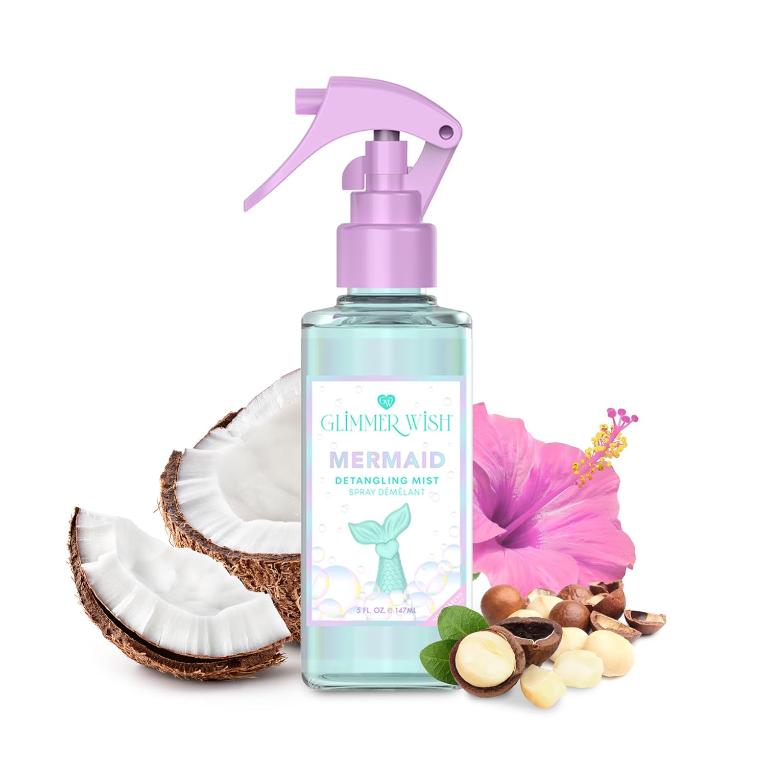 Glimmer Wish Mermaid Hair Detangler Spray – Leave-In Conditioner for Kids & Women, Tangle-Free Hair Care, Detangling Spray, 5 fl oz Glimmer Wish Mermaid Hair Detangler Spray – Leave-In Conditioner for Kids & Women, Tangle-Free Hair Care, Detangling Spray, 5 fl oz