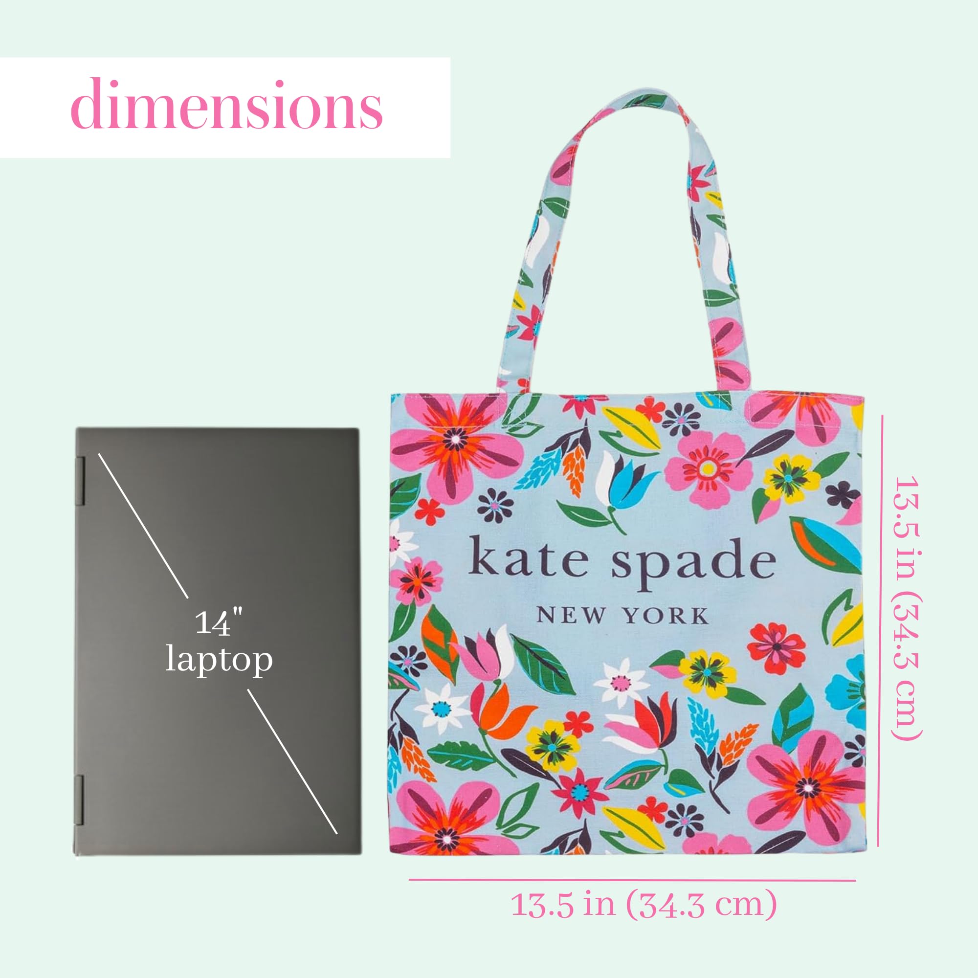 kate spade new york Bonita bolsa de lona para mujer, bolsa de playa de lona, bolsa de libro con bolsillo, diseño floral de safari, Safari Floral, S, Bolso